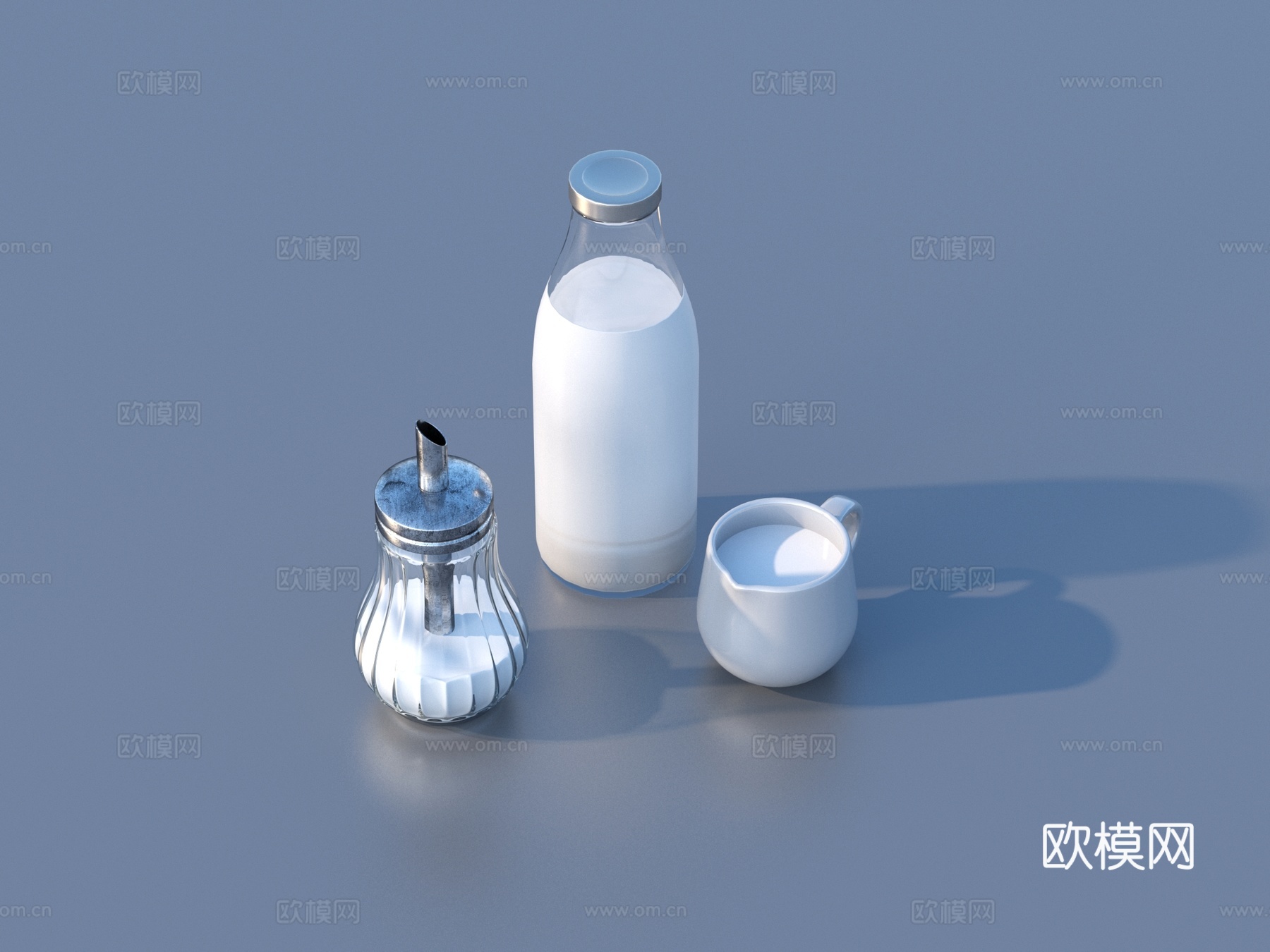 牛奶 玻璃瓶 食物3d模型