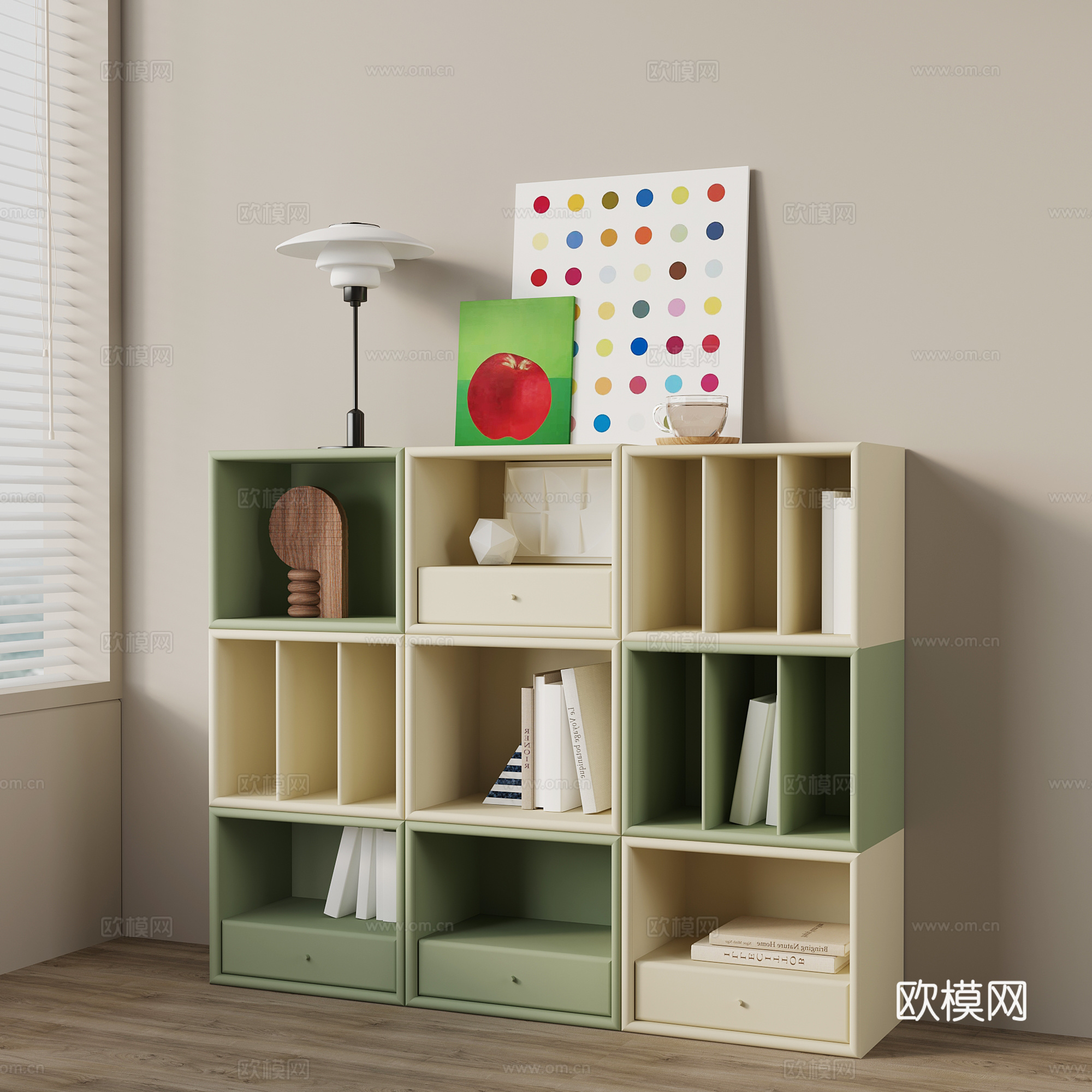 现代孟菲斯儿童柜 玩具柜 储物柜su模型