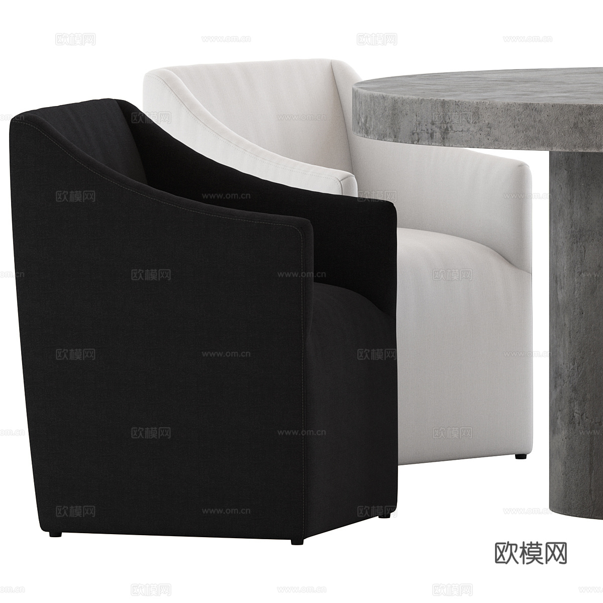 现代意式布艺休闲桌椅 洽谈桌椅3d模型