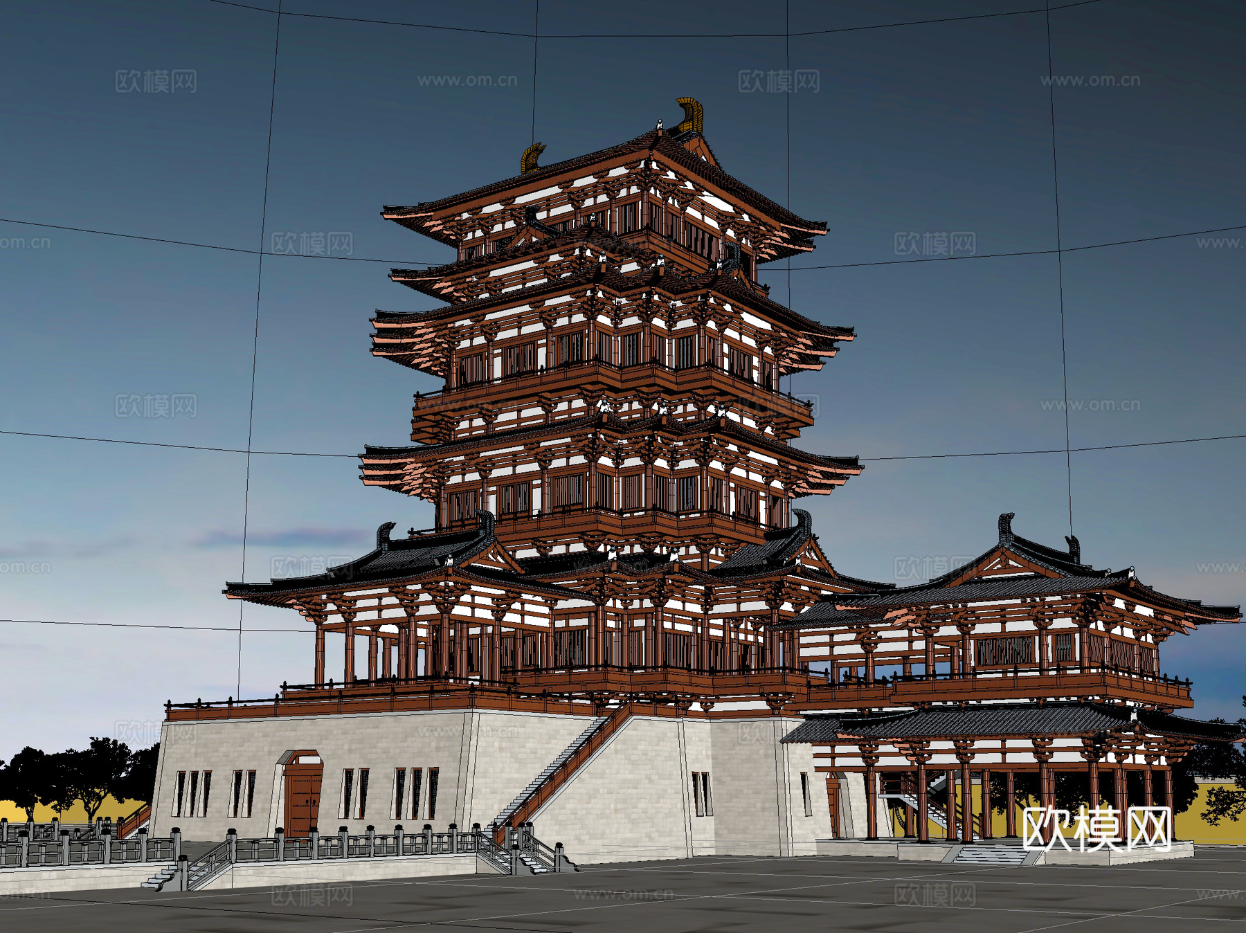 古建 中式建筑 阁 塔 斗拱3d模型