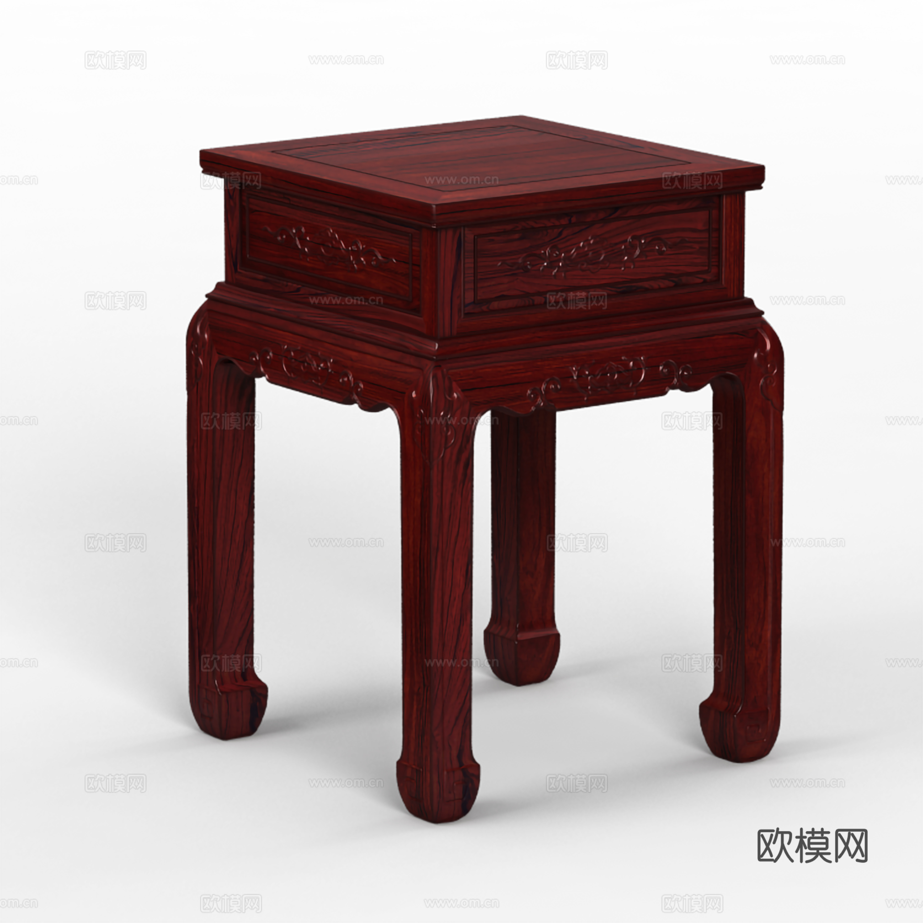 中式客厅花架 雕花造型 实木红木3d模型