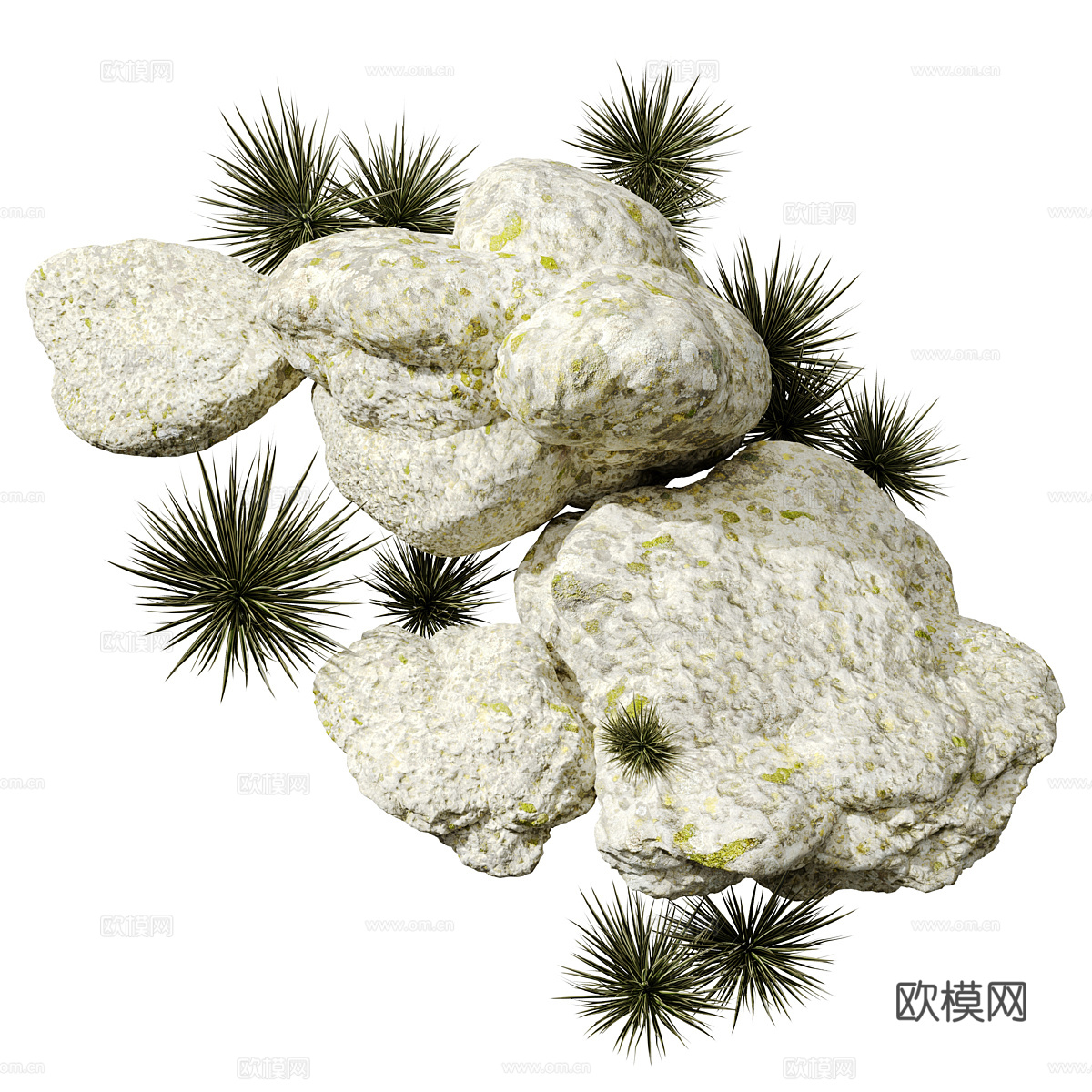 新中式景观石头3d模型