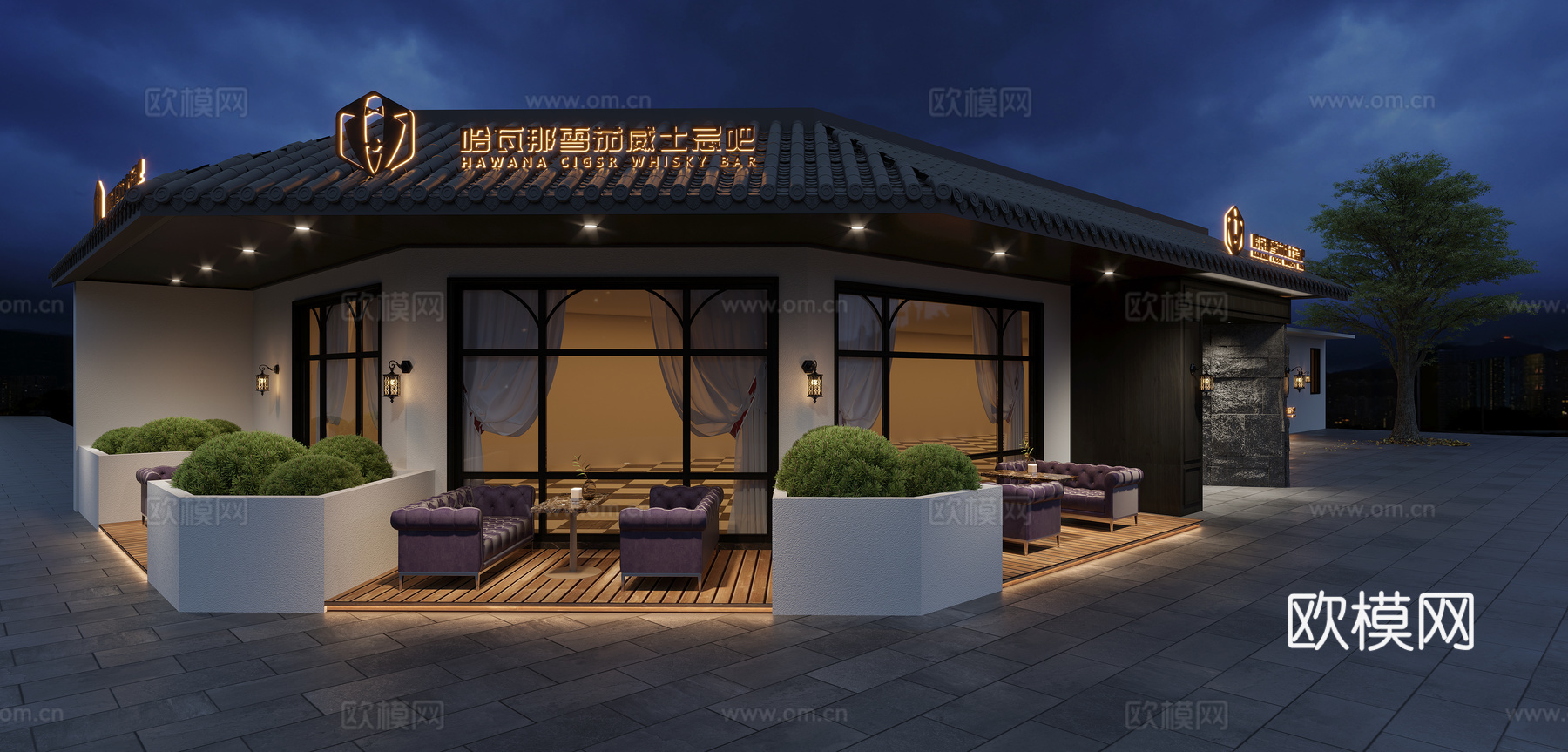 现代酒吧雪茄房门头3d模型