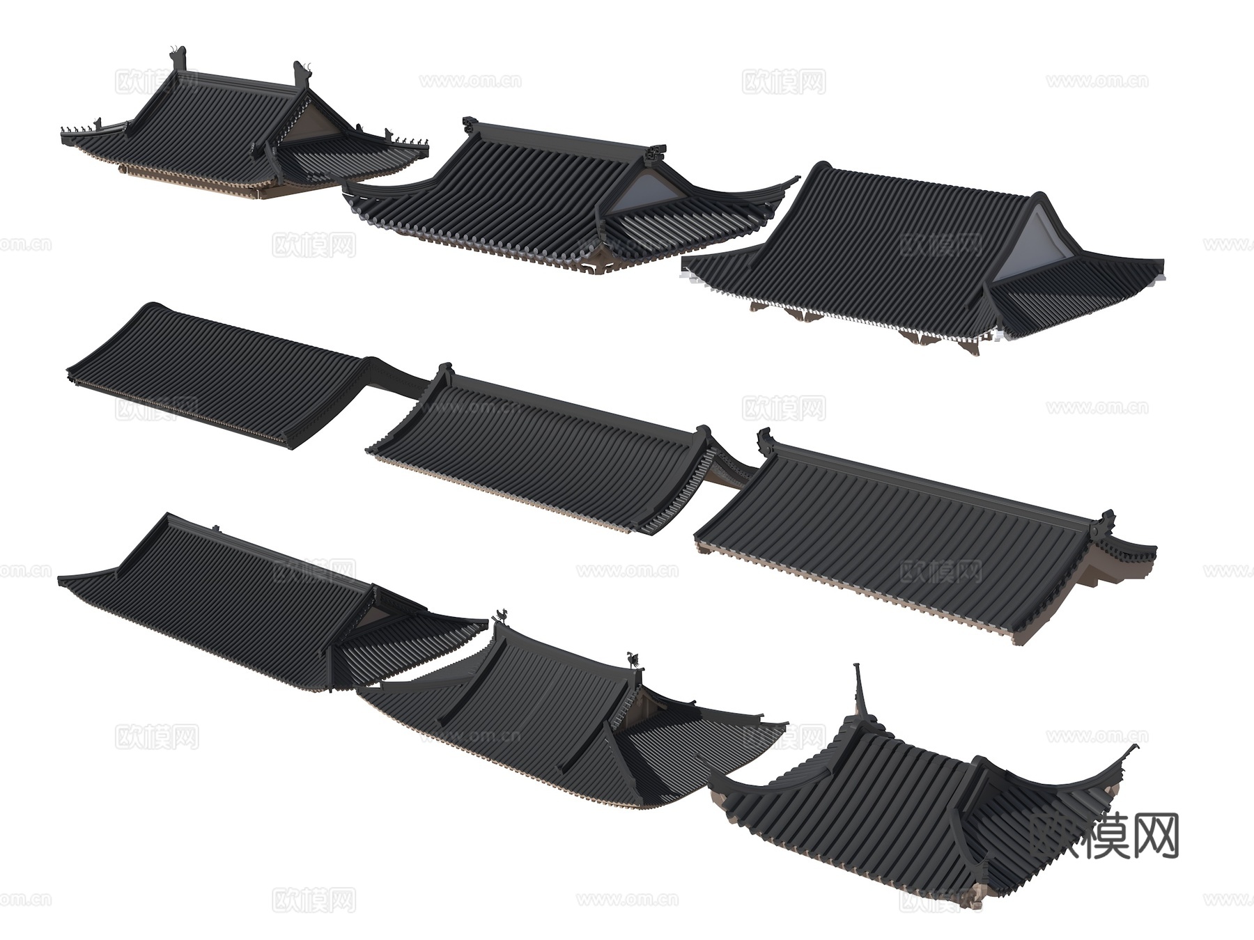 中式屋檐 古建顶 屋顶样式 传统建筑屋顶  六角顶 汉顶 卷su模型