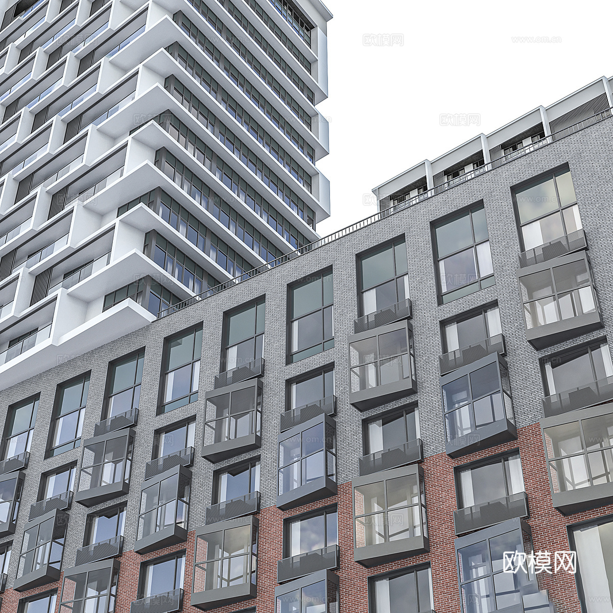现代高层住宅建筑外观3d模型