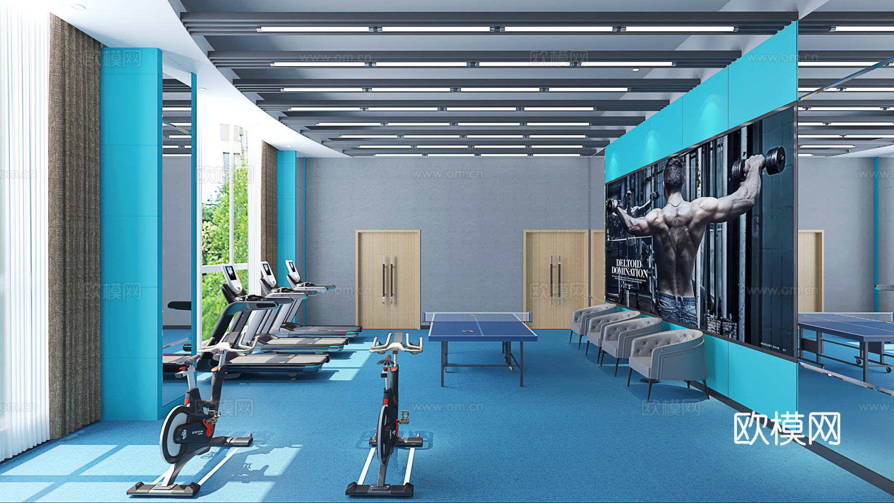 现代健身房 运动健身3d模型