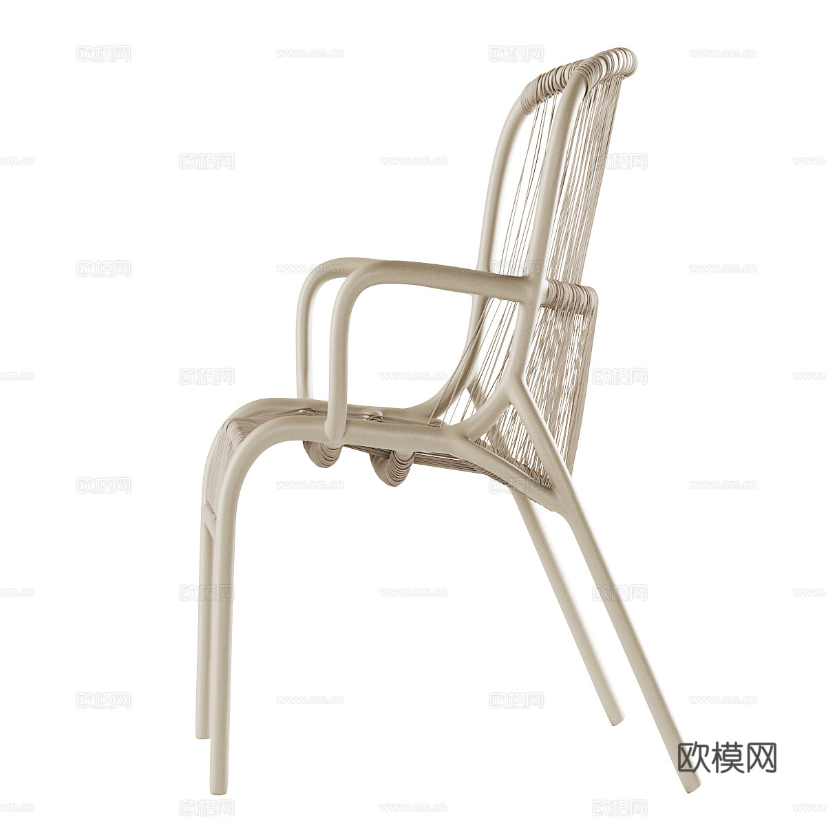 现代北欧不锈钢藤椅3d模型