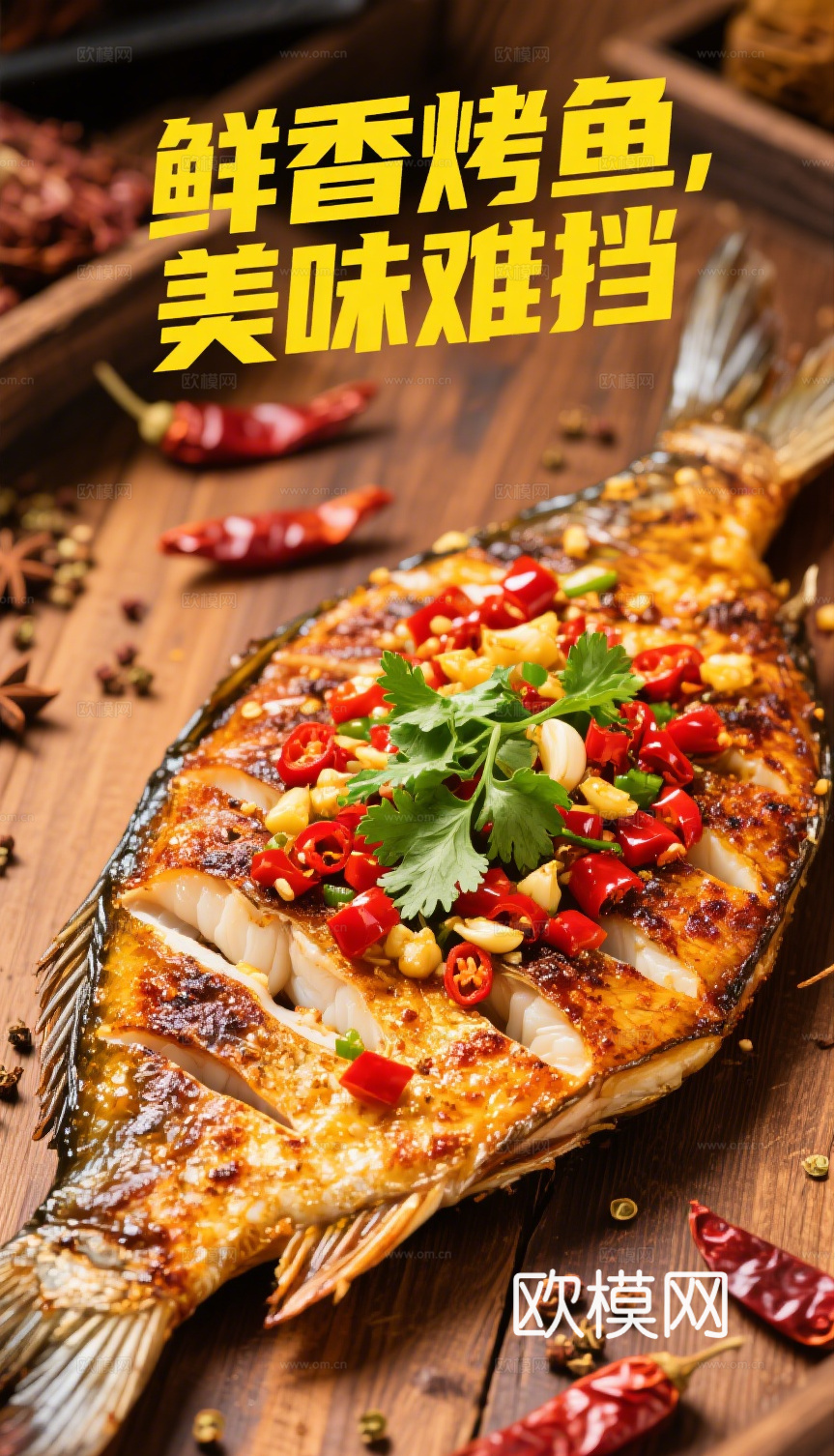 脆皮烤鱼烧烤海报