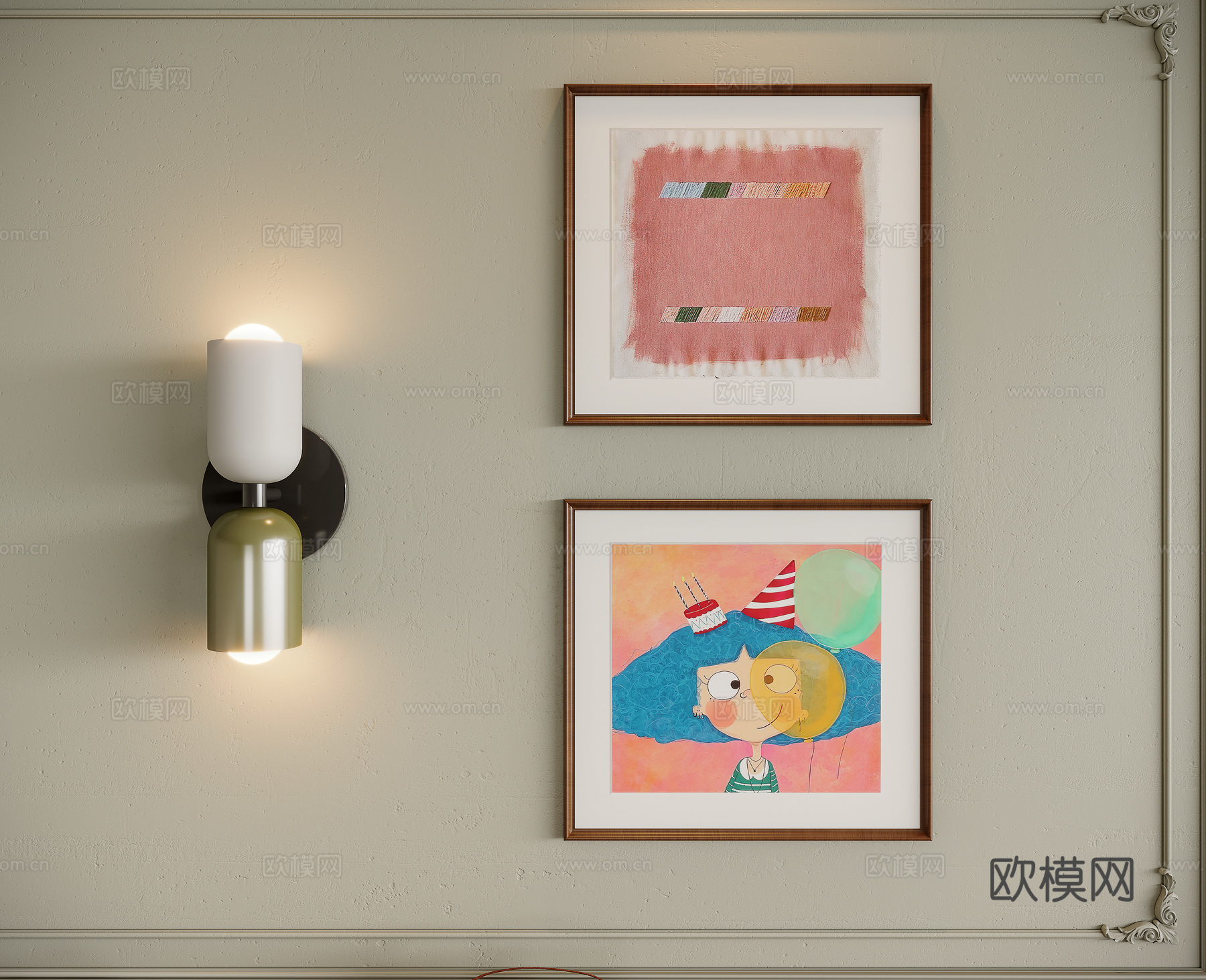 中古风组合装饰画3d模型