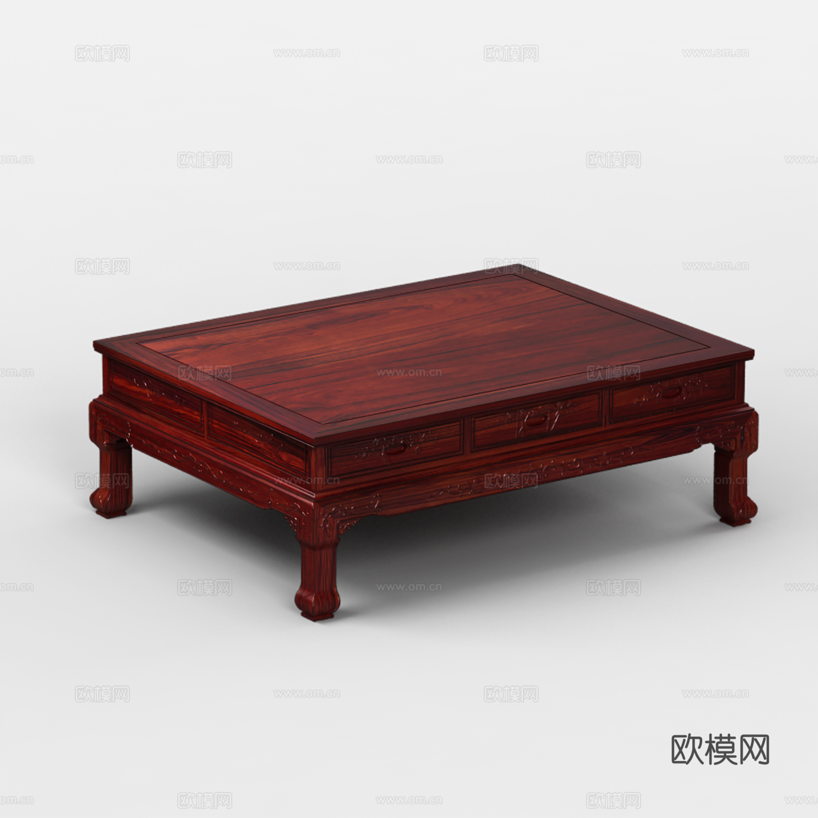 中式客厅茶几 雕花造型 实木红木3d模型