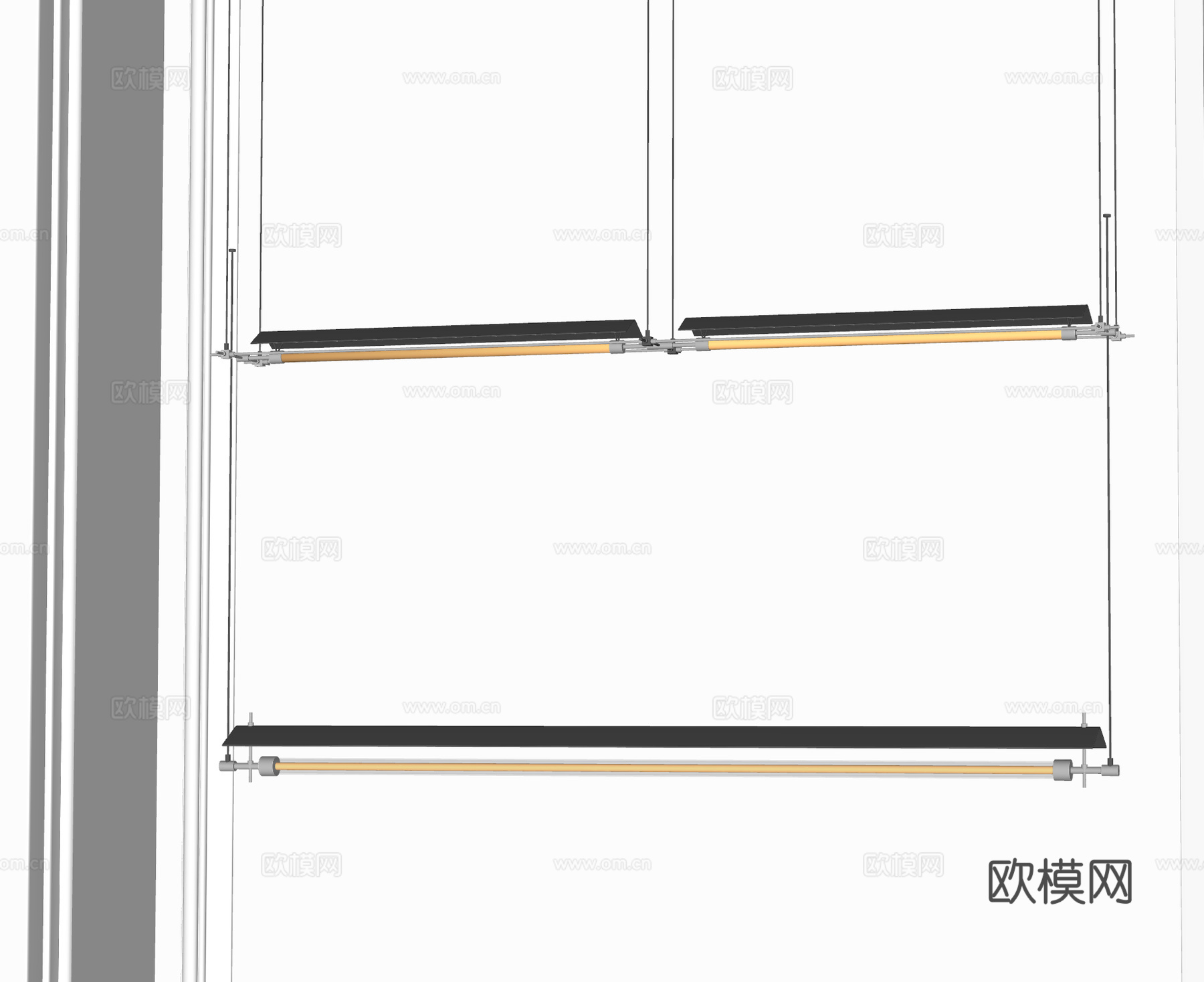 现代意式 极简吊灯 长条吊灯 餐厅吊灯金属吊灯 包豪斯吊灯su模型