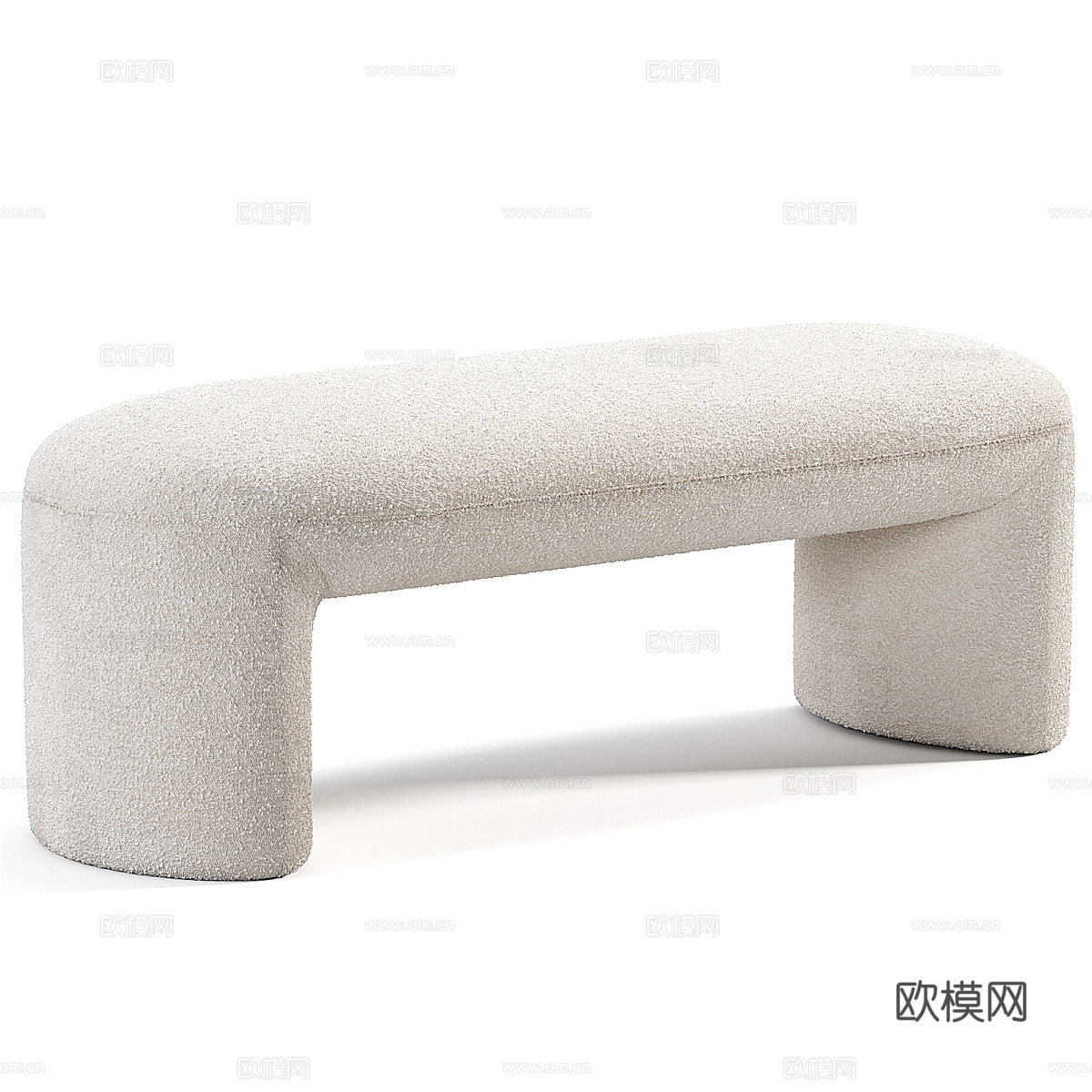 现代意式奶油风布艺长凳 床尾凳3d模型