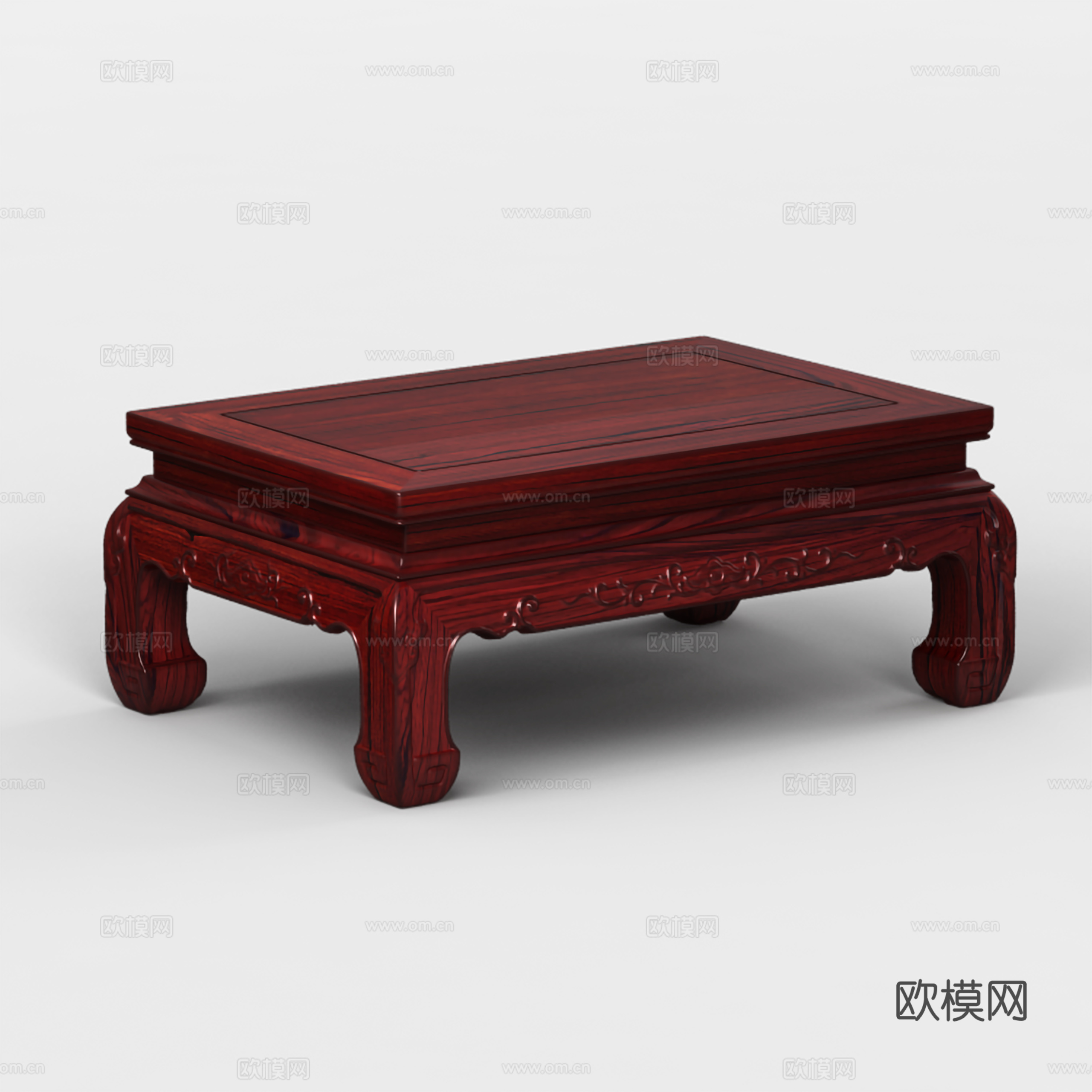中式客厅沙发茶台 小茶几 雕花造型 实木红木3d模型