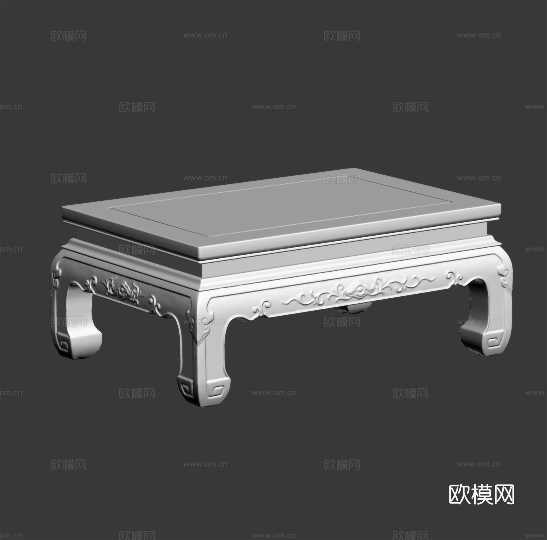 中式客厅沙发茶台 小茶几 雕花造型 实木红木3d模型
