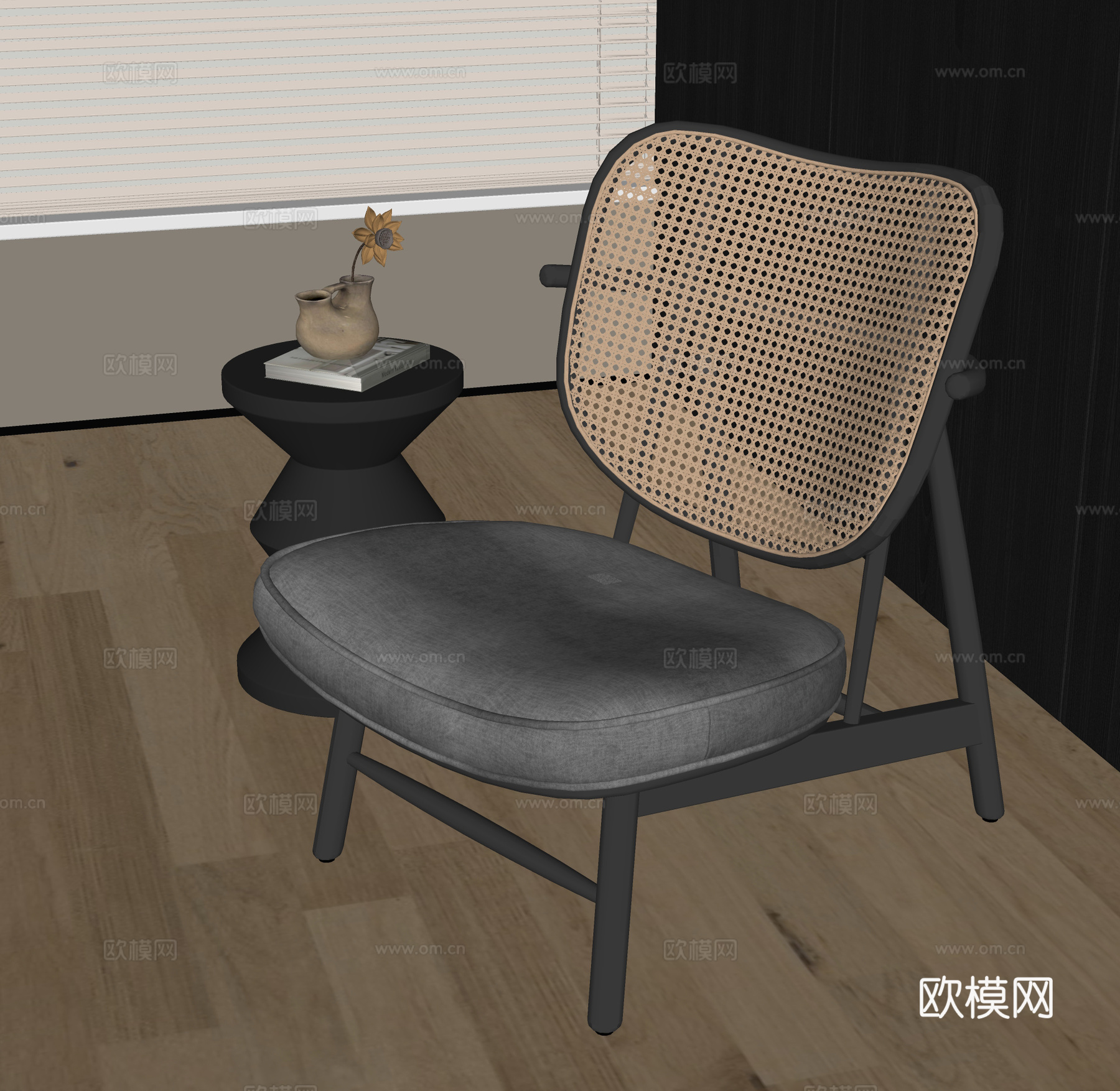 侘寂风休闲椅su模型