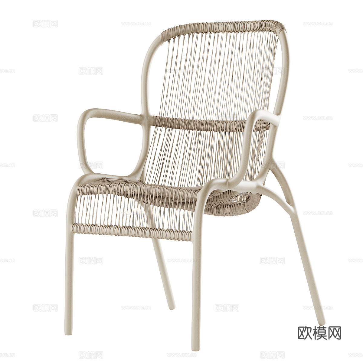 现代北欧不锈钢藤椅3d模型