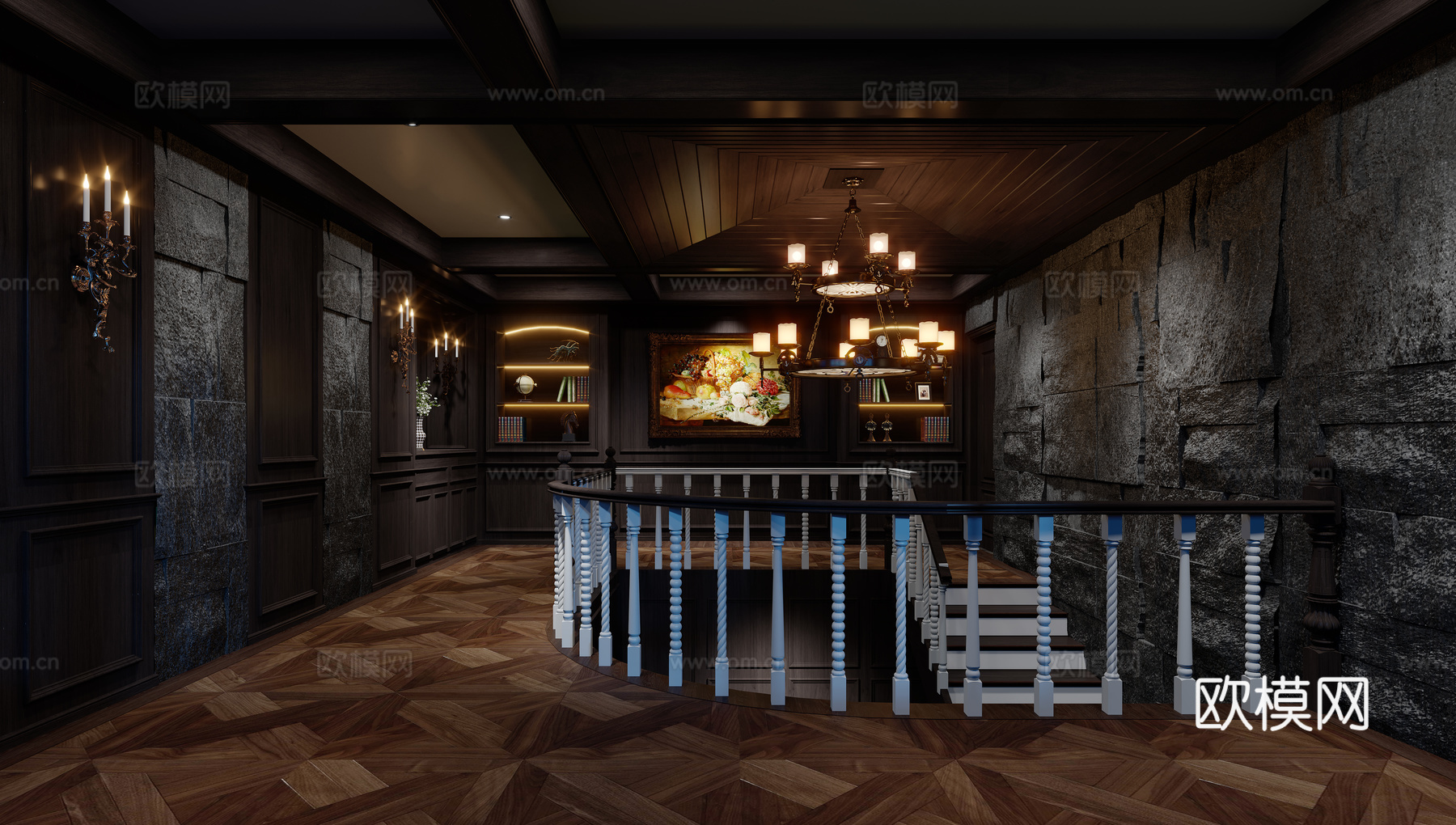 美式餐厅过道3d模型