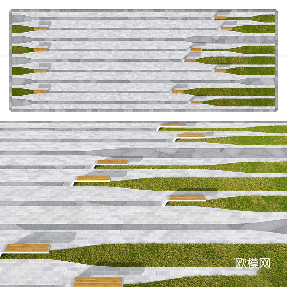 现代公园景观 广场景观3d模型