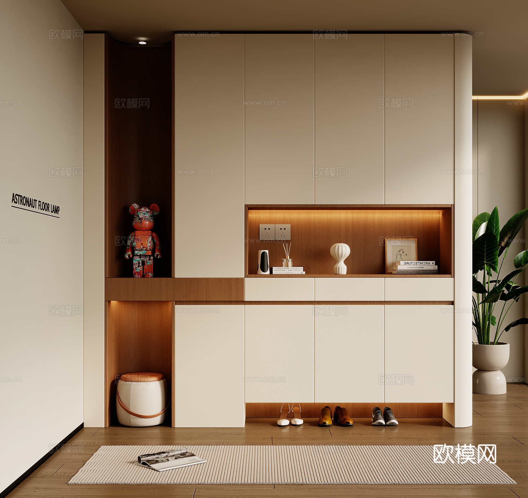 奶油风玄关柜 鞋柜3d模型