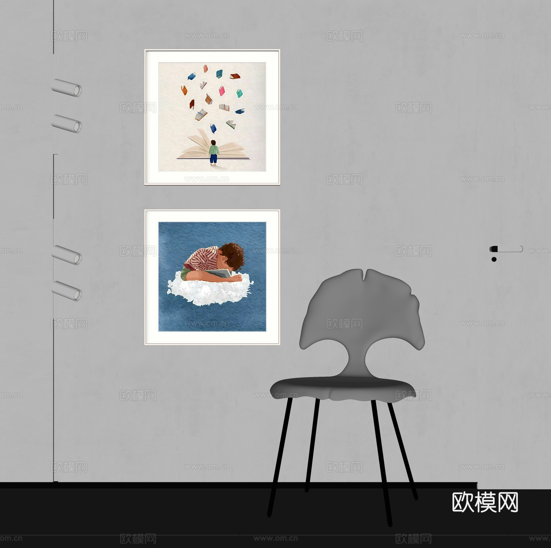 现代装饰画su模型下载（渲染图2）