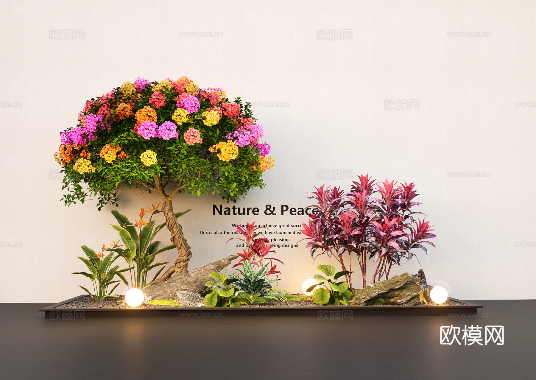 植物组合 花箱花镜 三角梅 绿植花草组团免费su模型