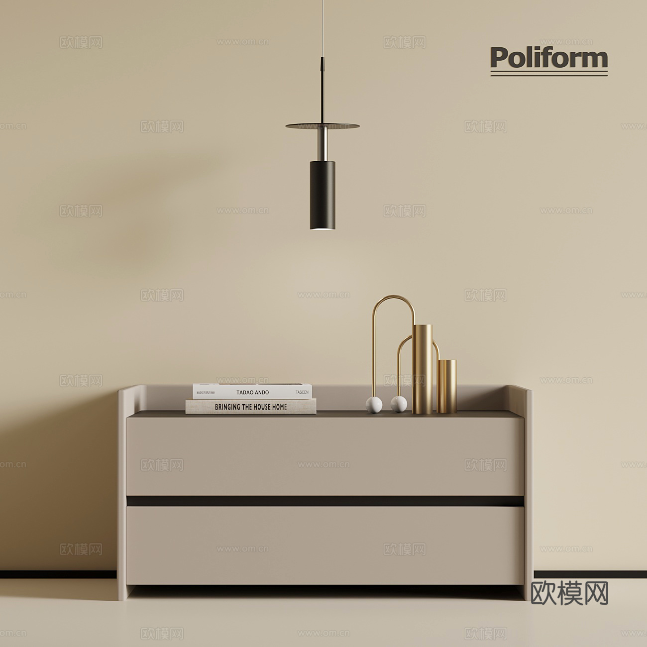现代床头柜 吊灯3d模型
