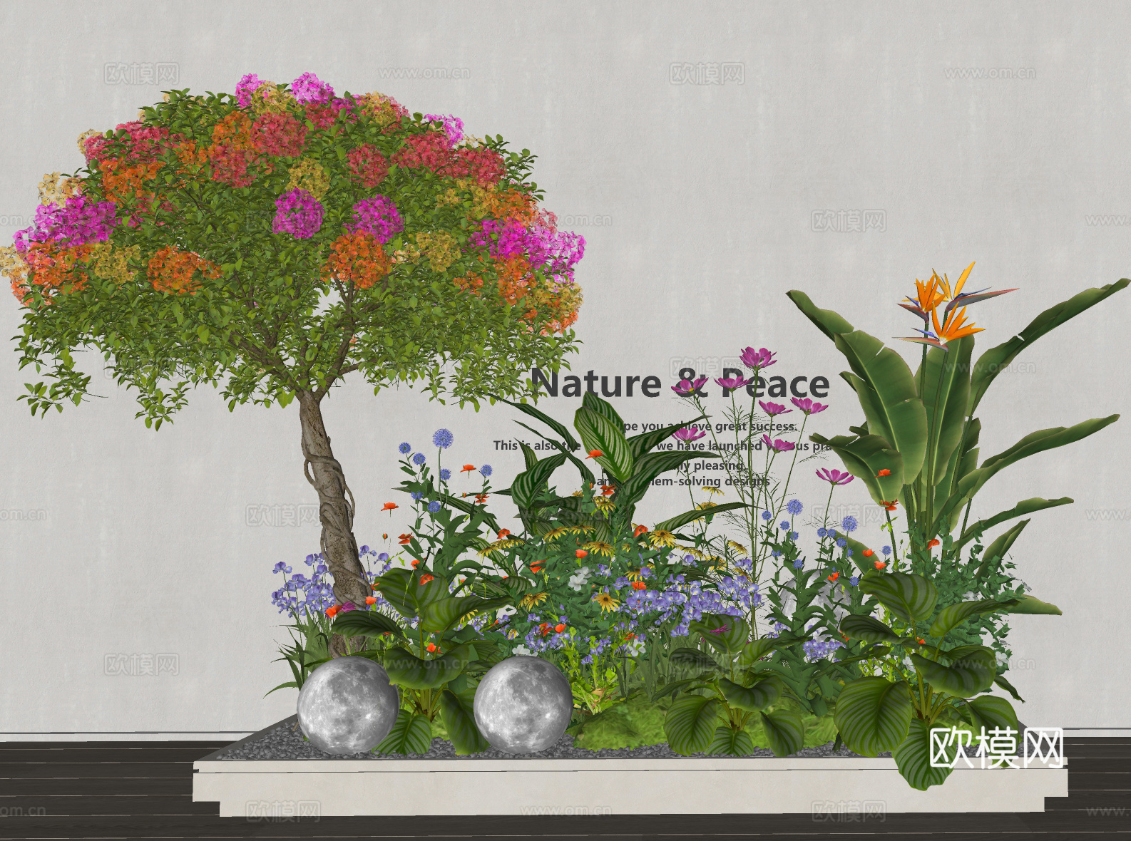 植物组合 花箱盆景 花箱 绿植花草组团免费su模型