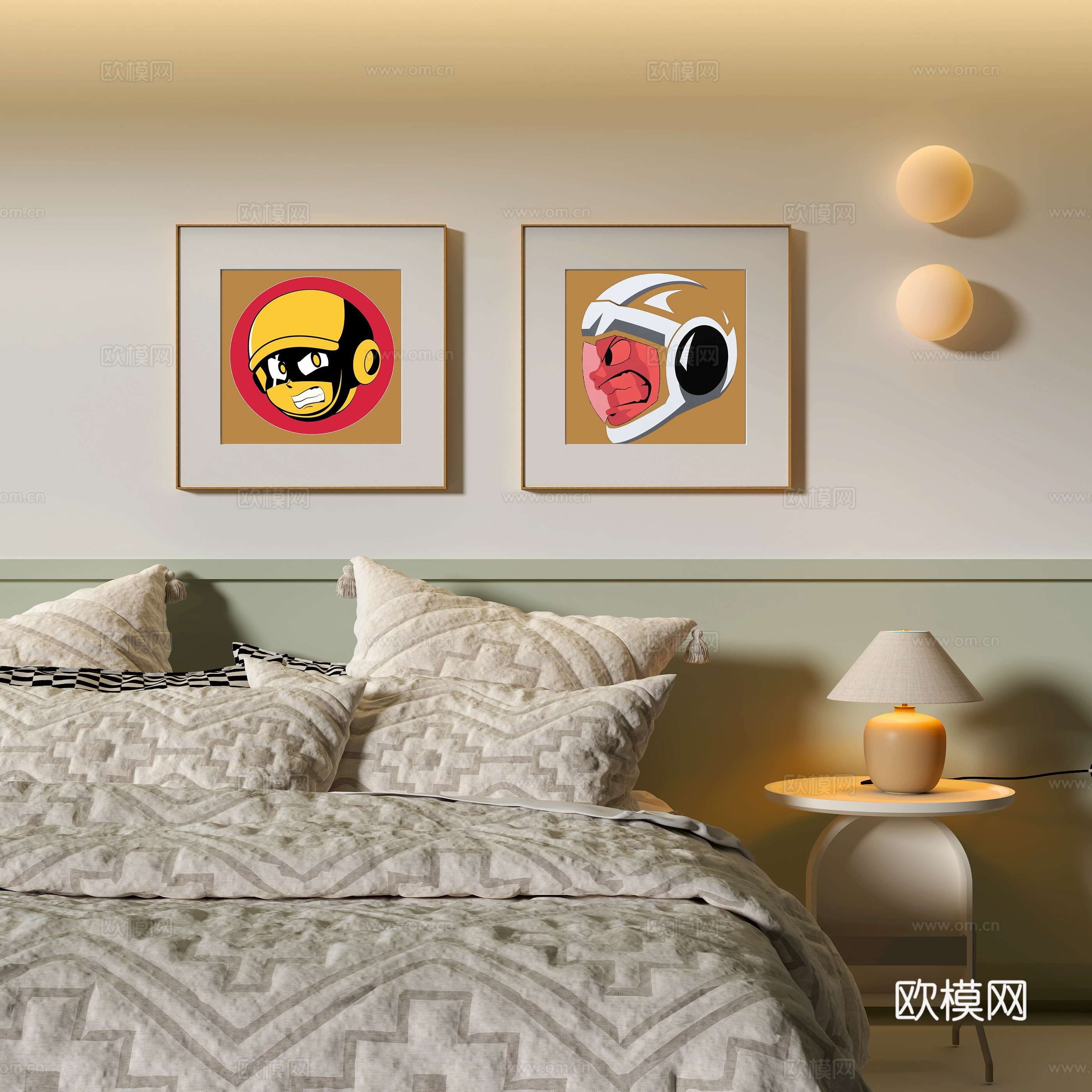 现代卧室装饰挂画 卡通挂画su模型