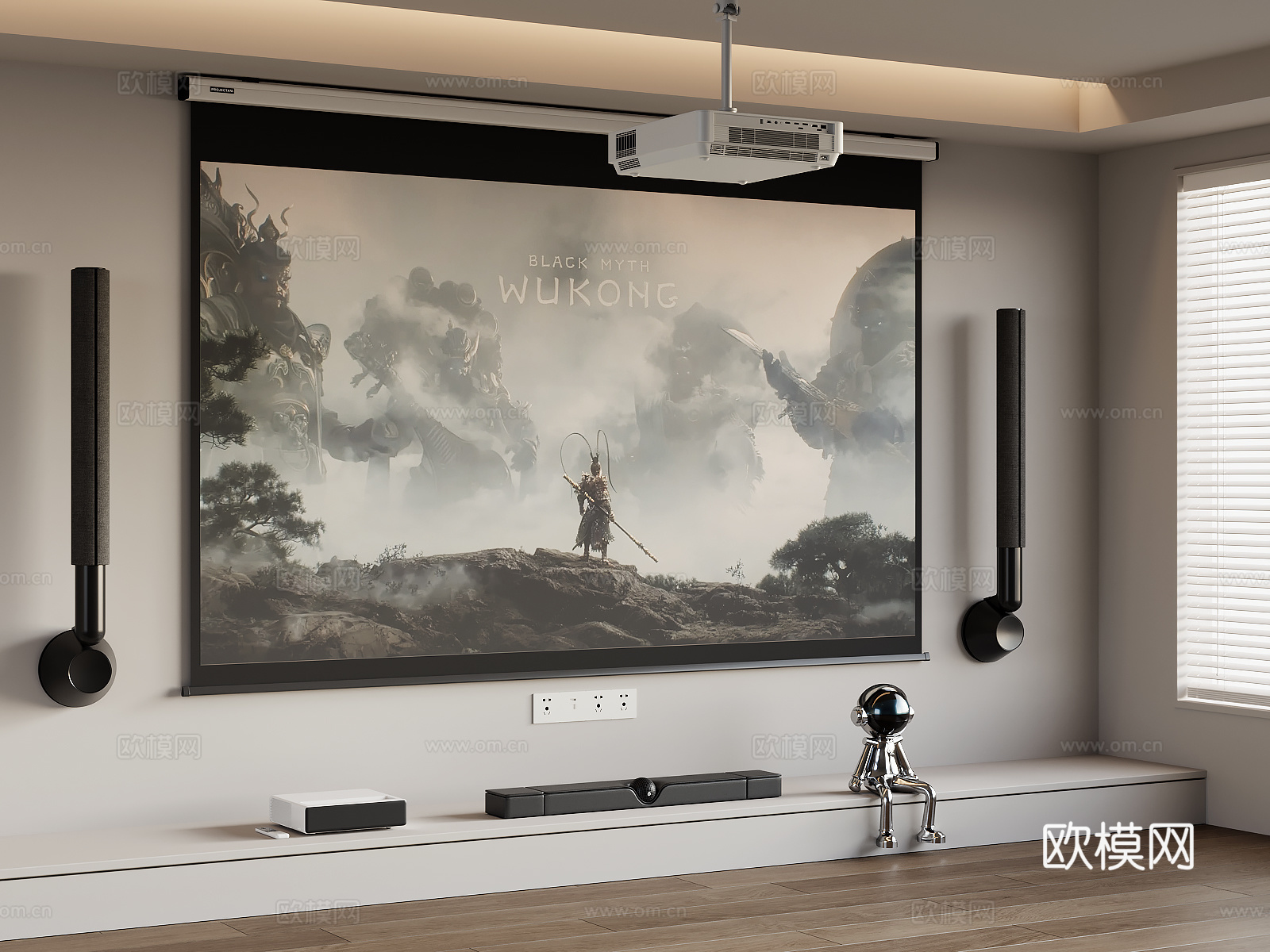 现代投影幕布3d模型