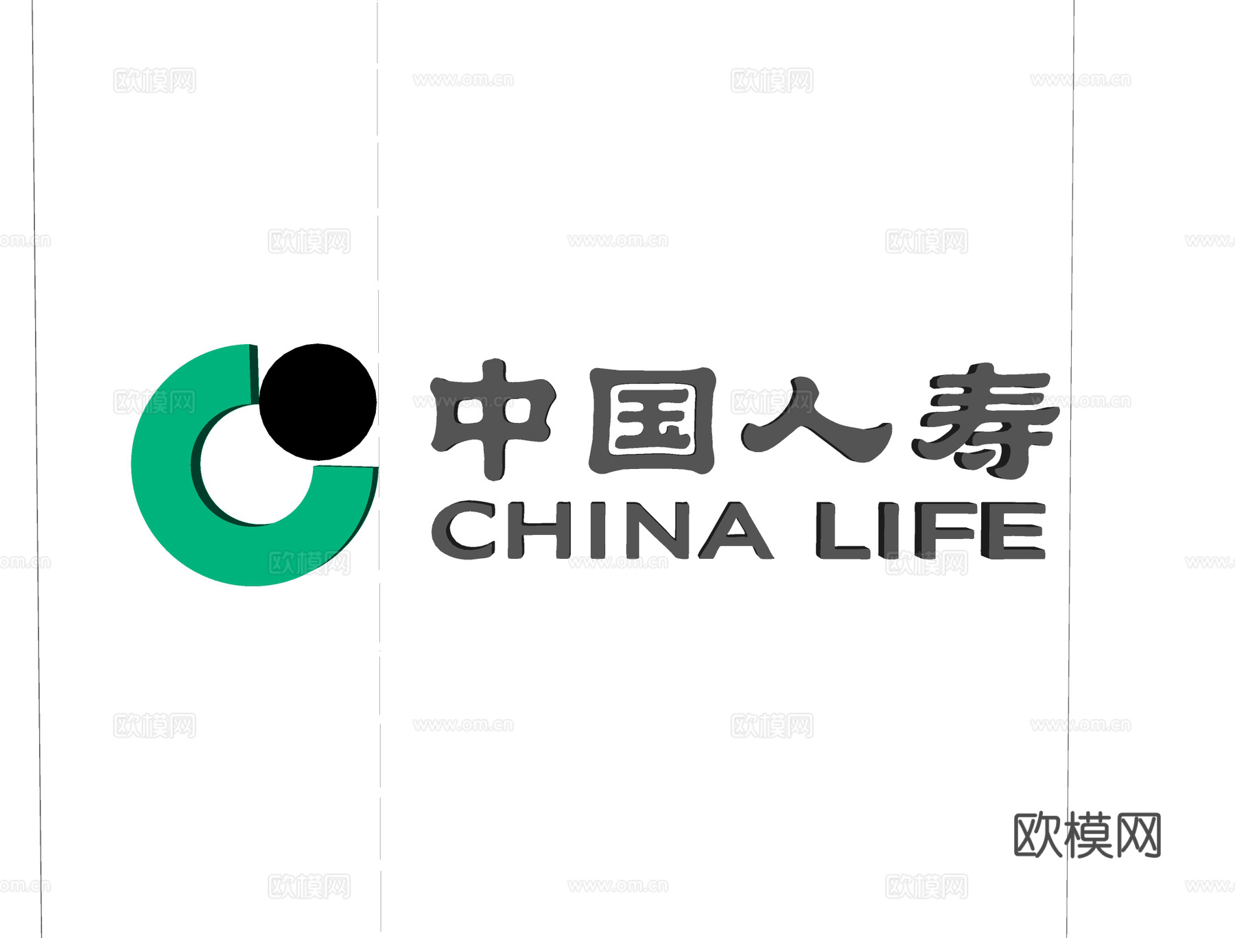 中国人寿LOGO背景墙su模型
