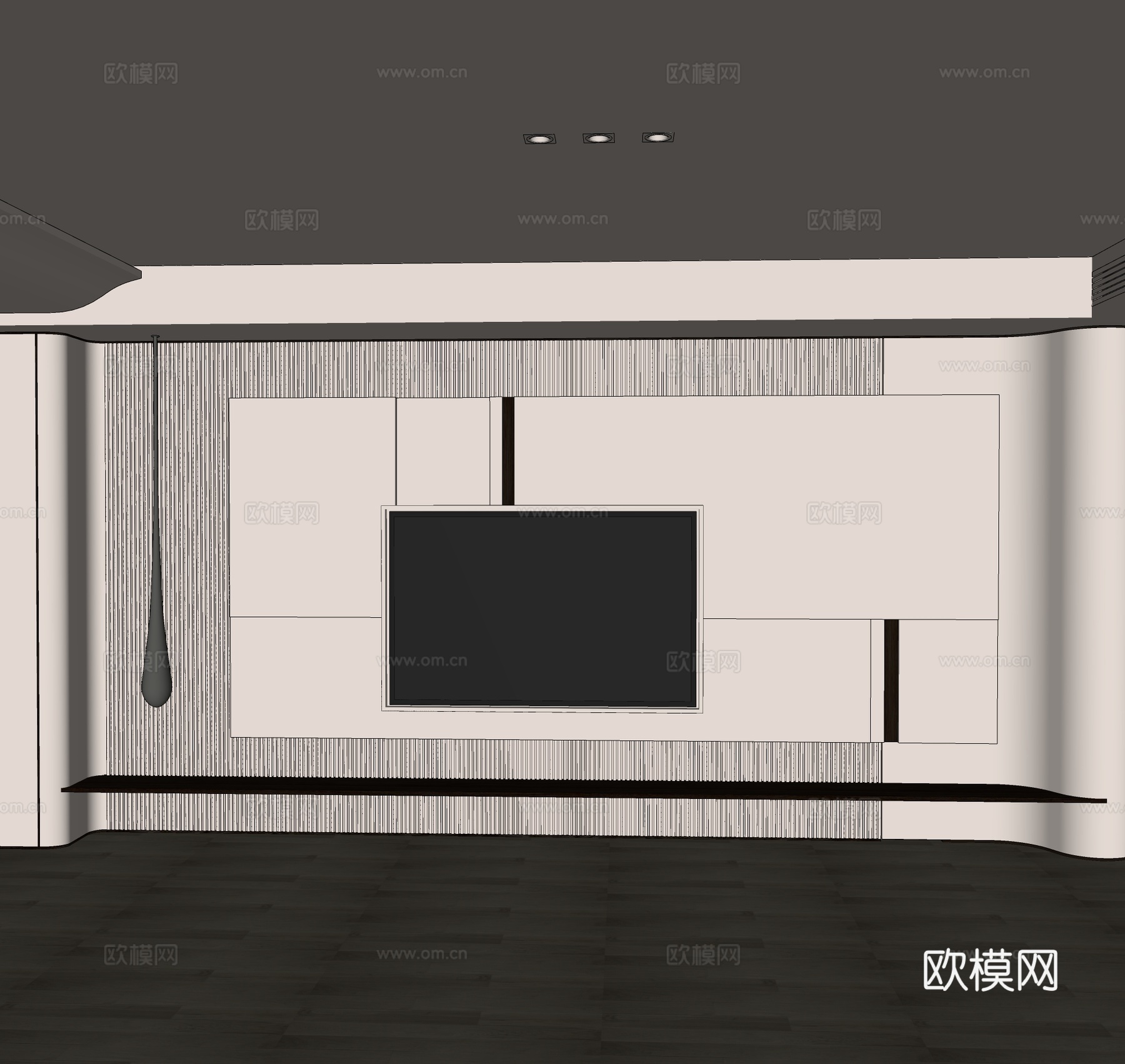 现代电视背景墙 简约电视背景墙su模型