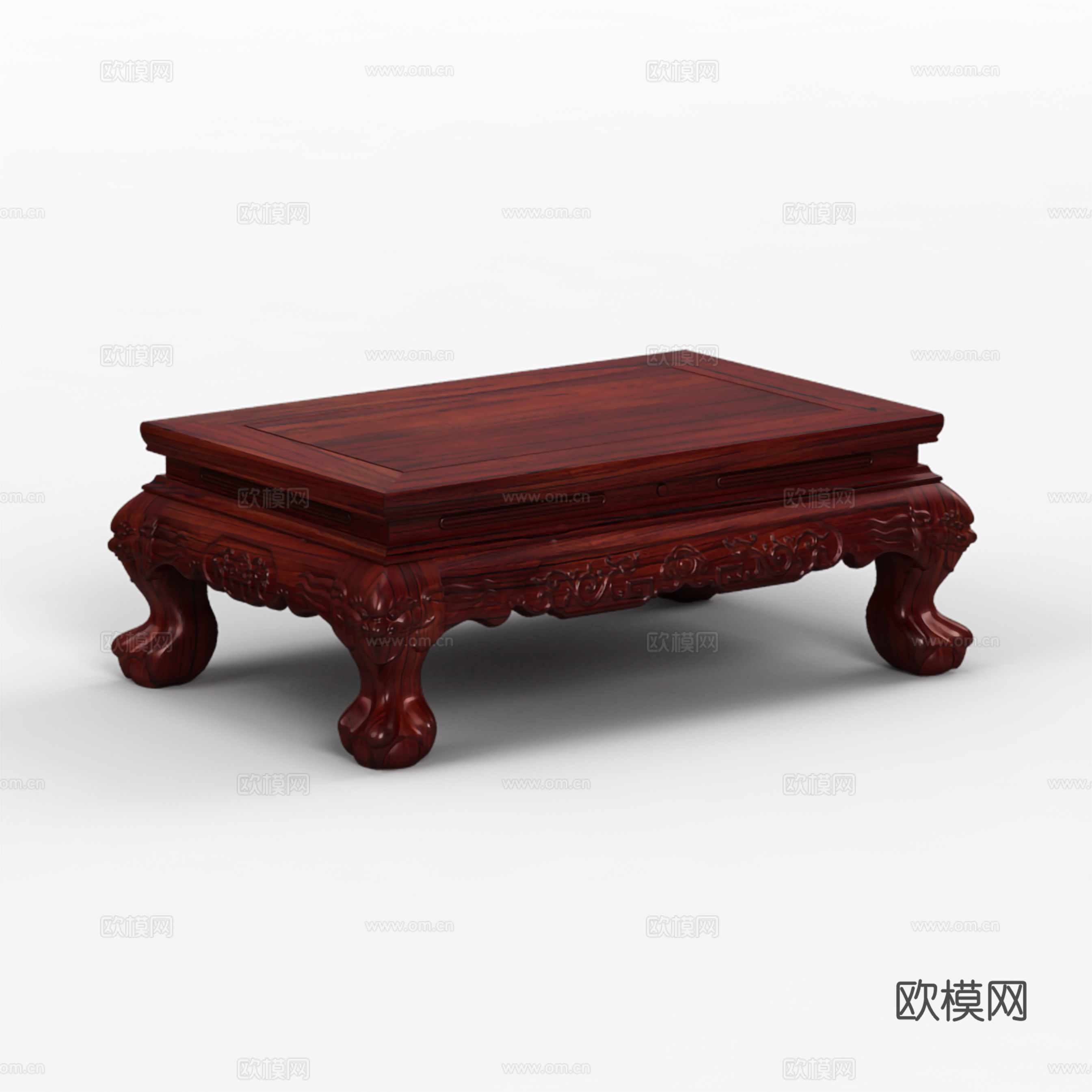 中式沙发茶台 雕花造型 实木红木3d模型