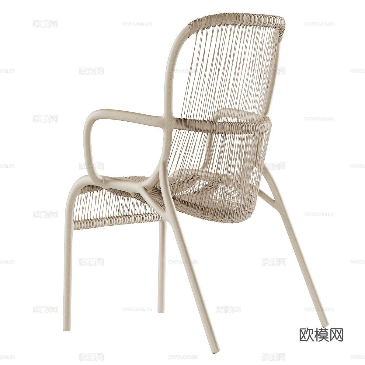 现代北欧不锈钢藤椅3d模型