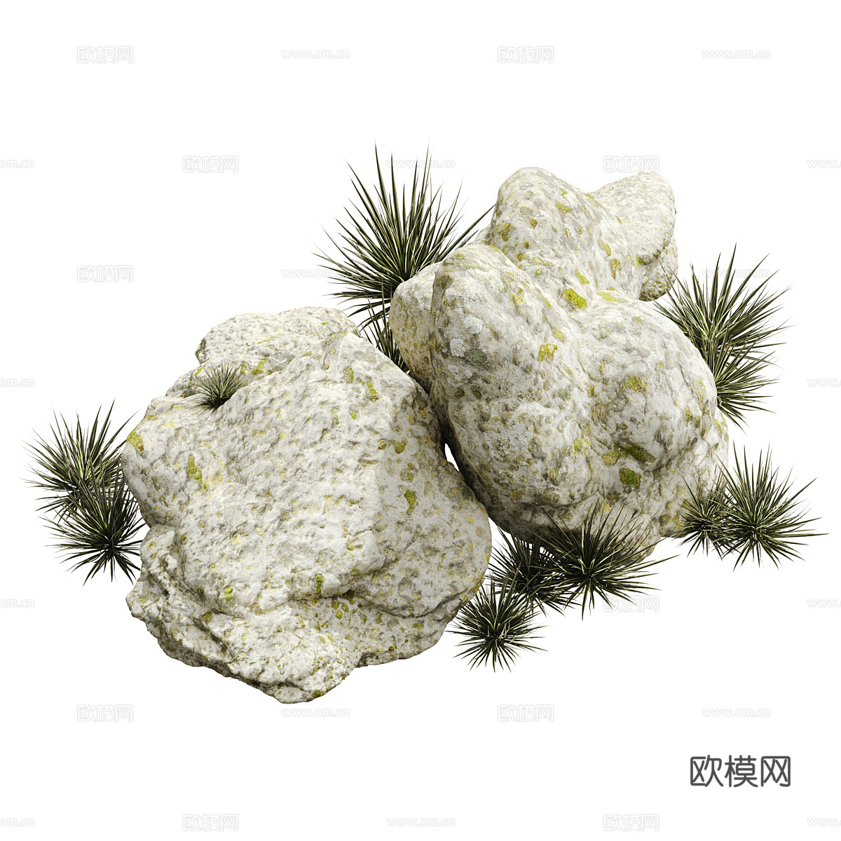 新中式景观石头3d模型