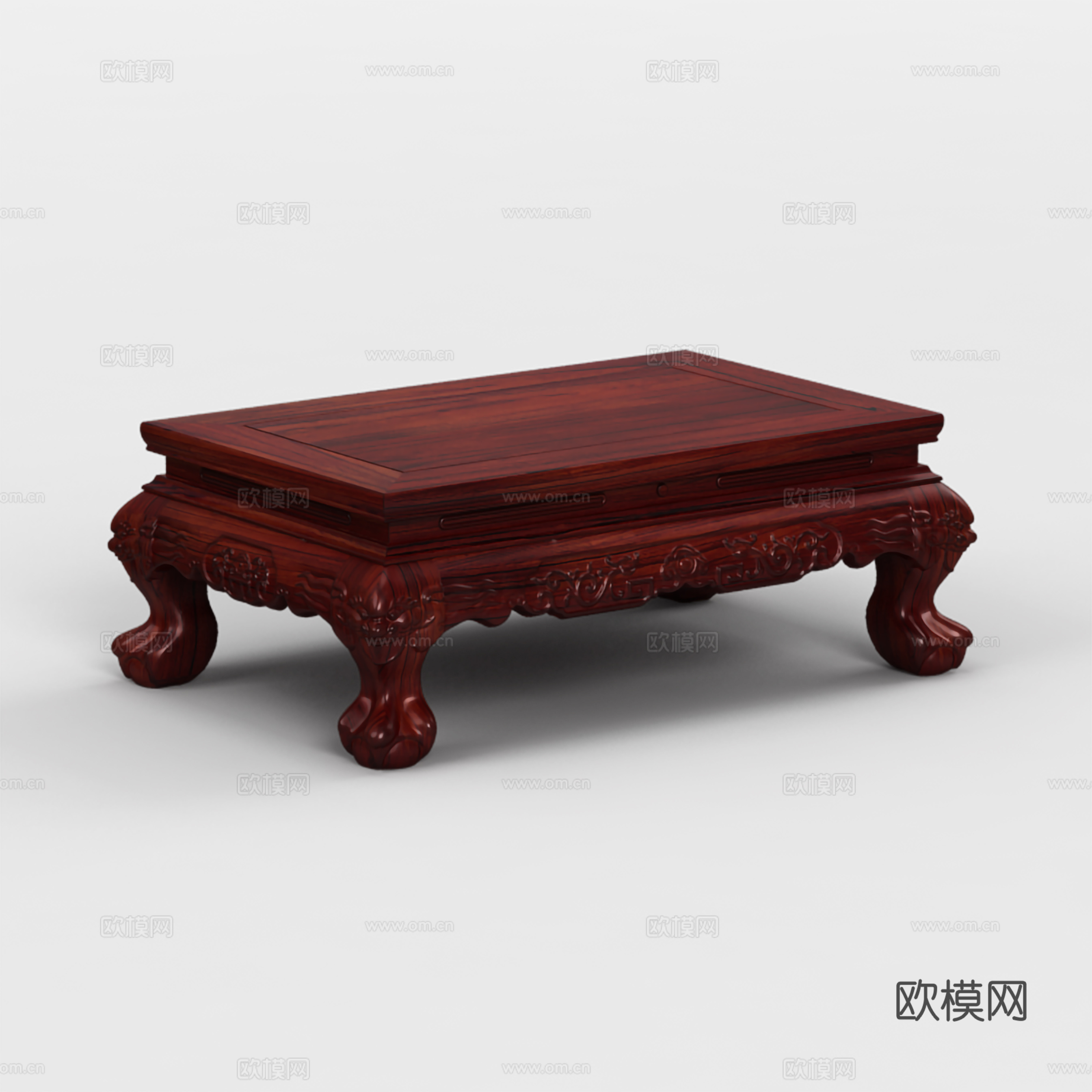 中式沙发茶台 雕花造型 实木红木3d模型