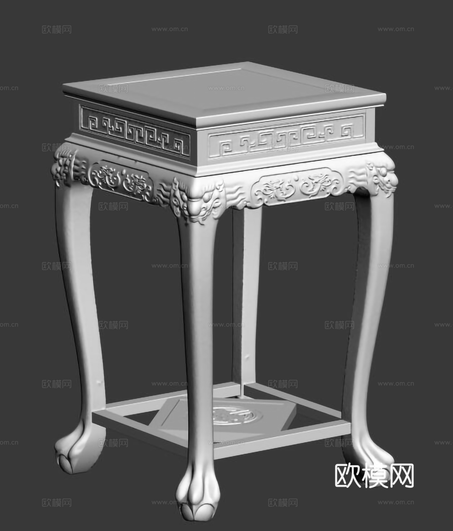 中式花架 雕花造型 实木红木3d模型