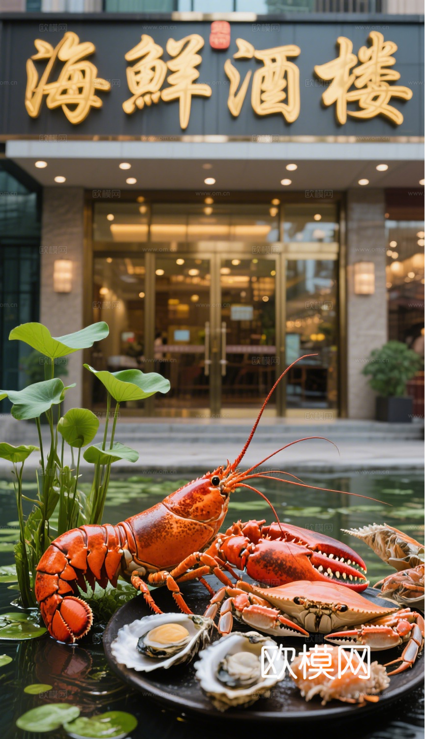 海鲜虾蟹鱼餐饮海报