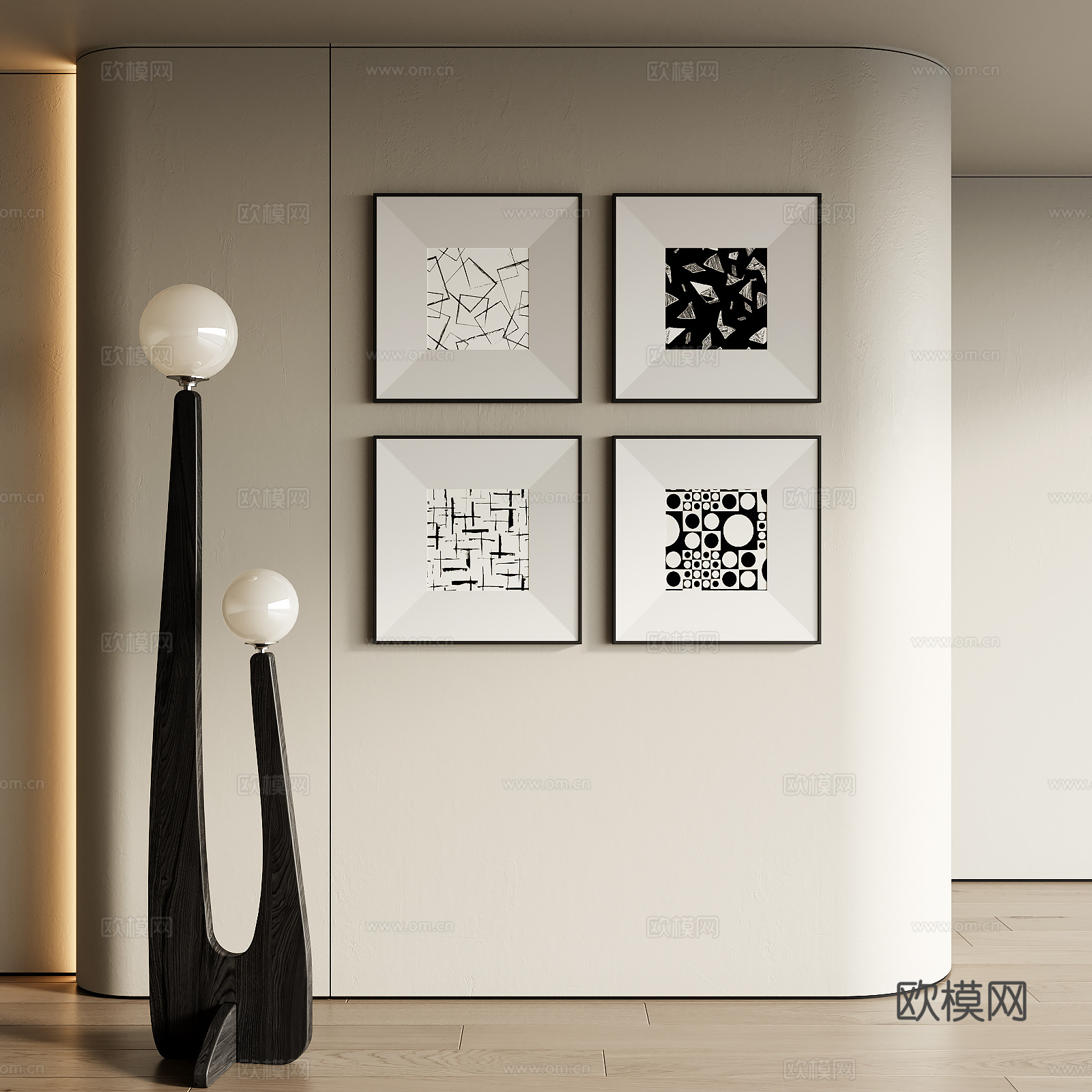 侘寂风装饰画3d模型