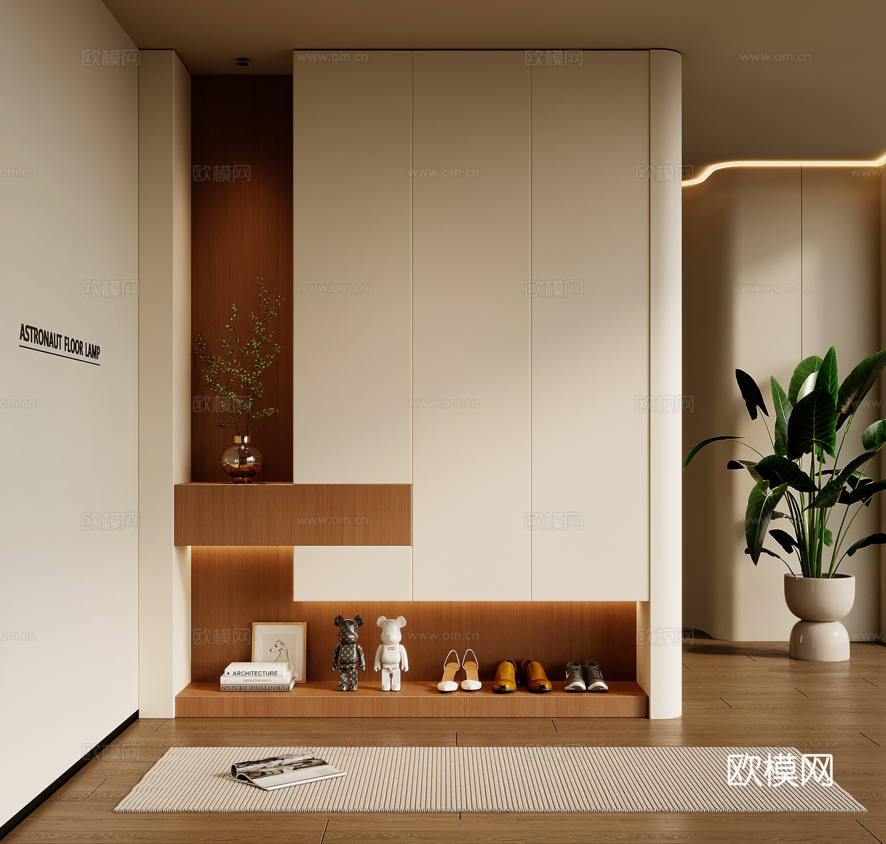 奶油风玄关柜 鞋柜3d模型