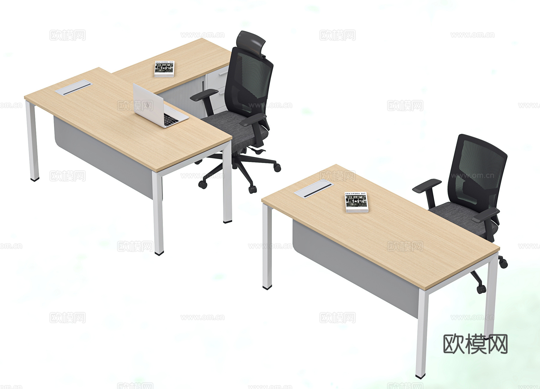 现代办公桌椅 班台 经理桌 主管桌 领导办公 办公椅 班椅3d模型