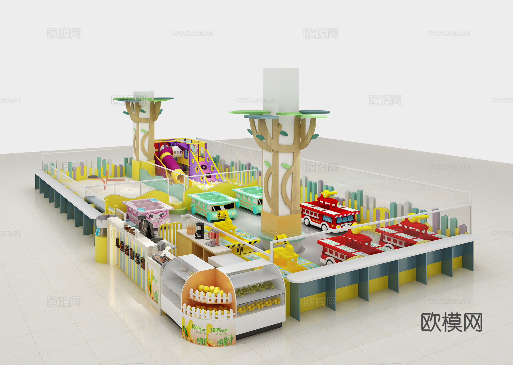 现代儿童游乐园 益智玩具 滑梯 沙子3d模型