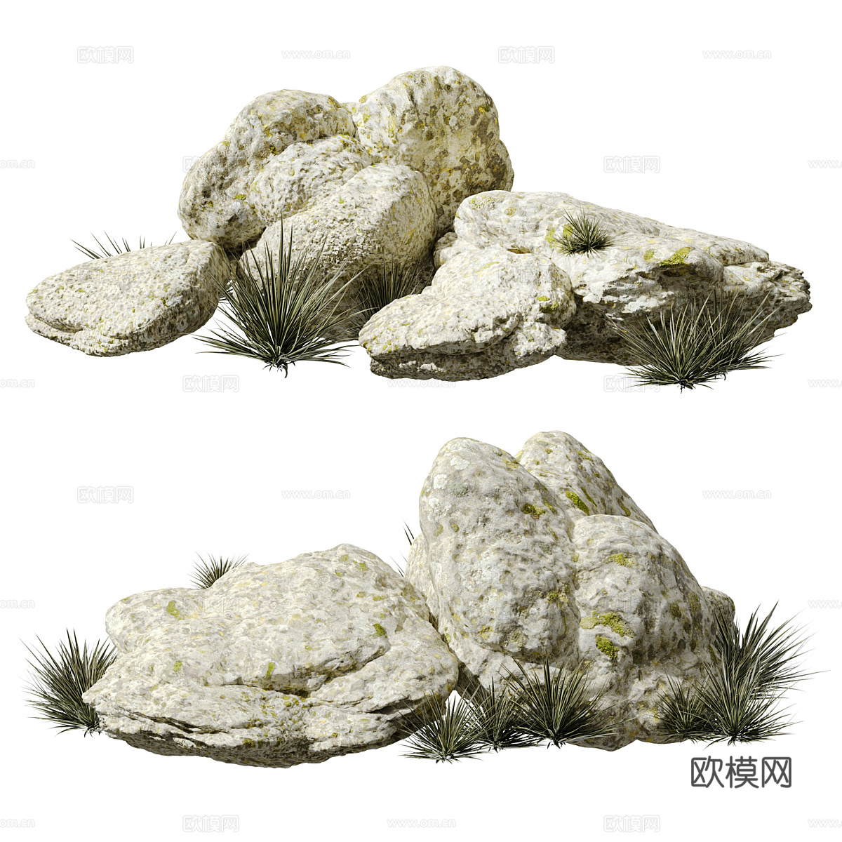 新中式景观石头3d模型