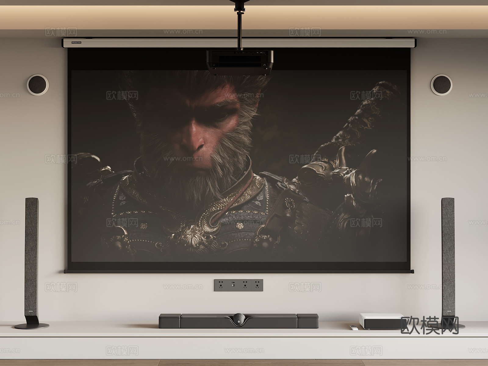 现代投影幕布3d模型