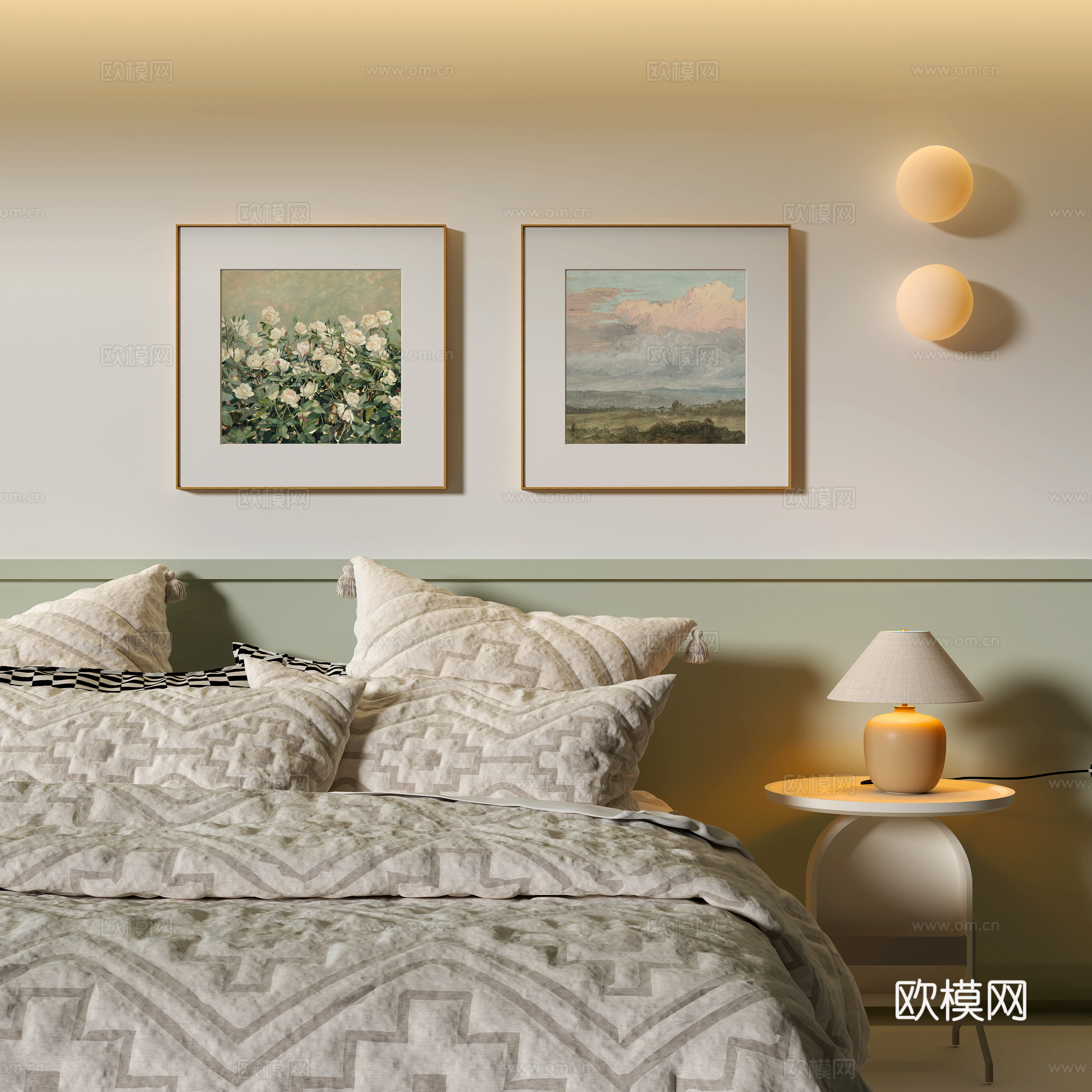 现代卧室装饰挂画 风景挂画su模型