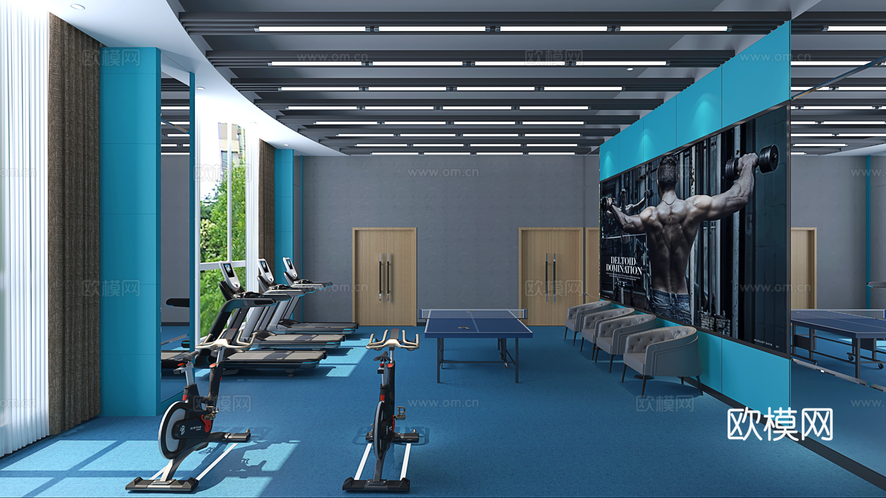现代健身房 运动健身3d模型