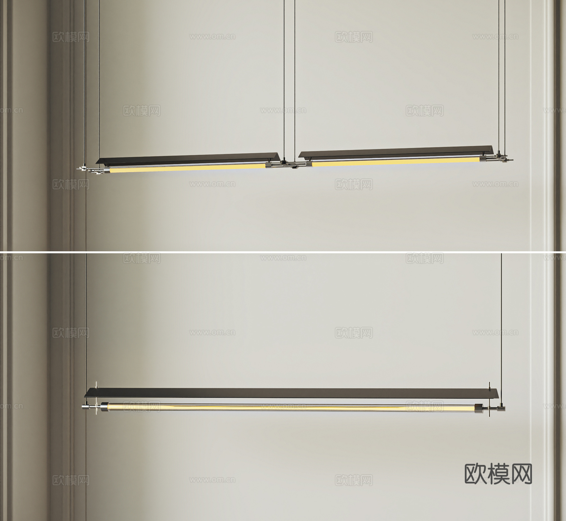 现代意式 极简吊灯 长条吊灯 餐厅吊灯金属吊灯 包豪斯吊灯3d模型