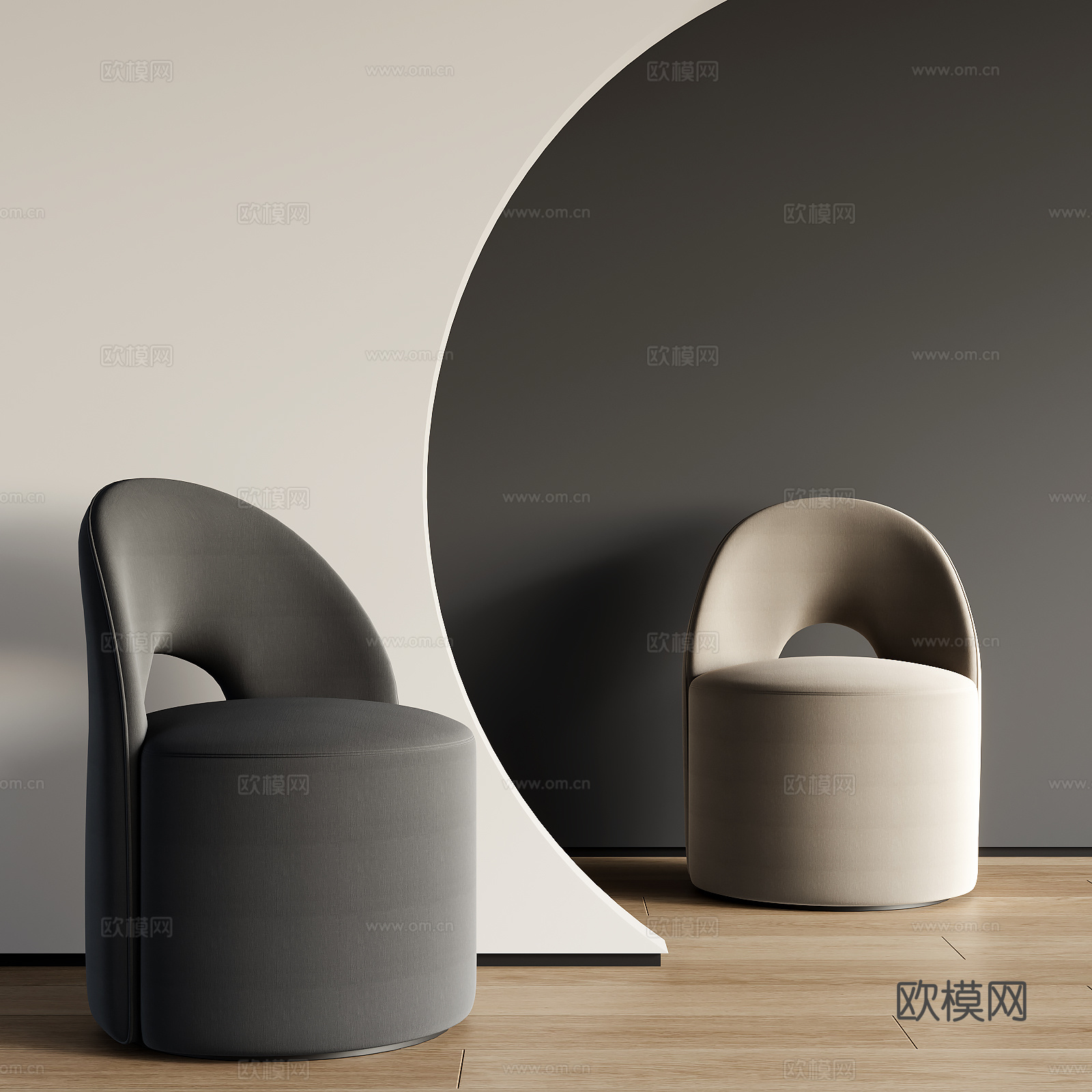 现代化妆凳su模型