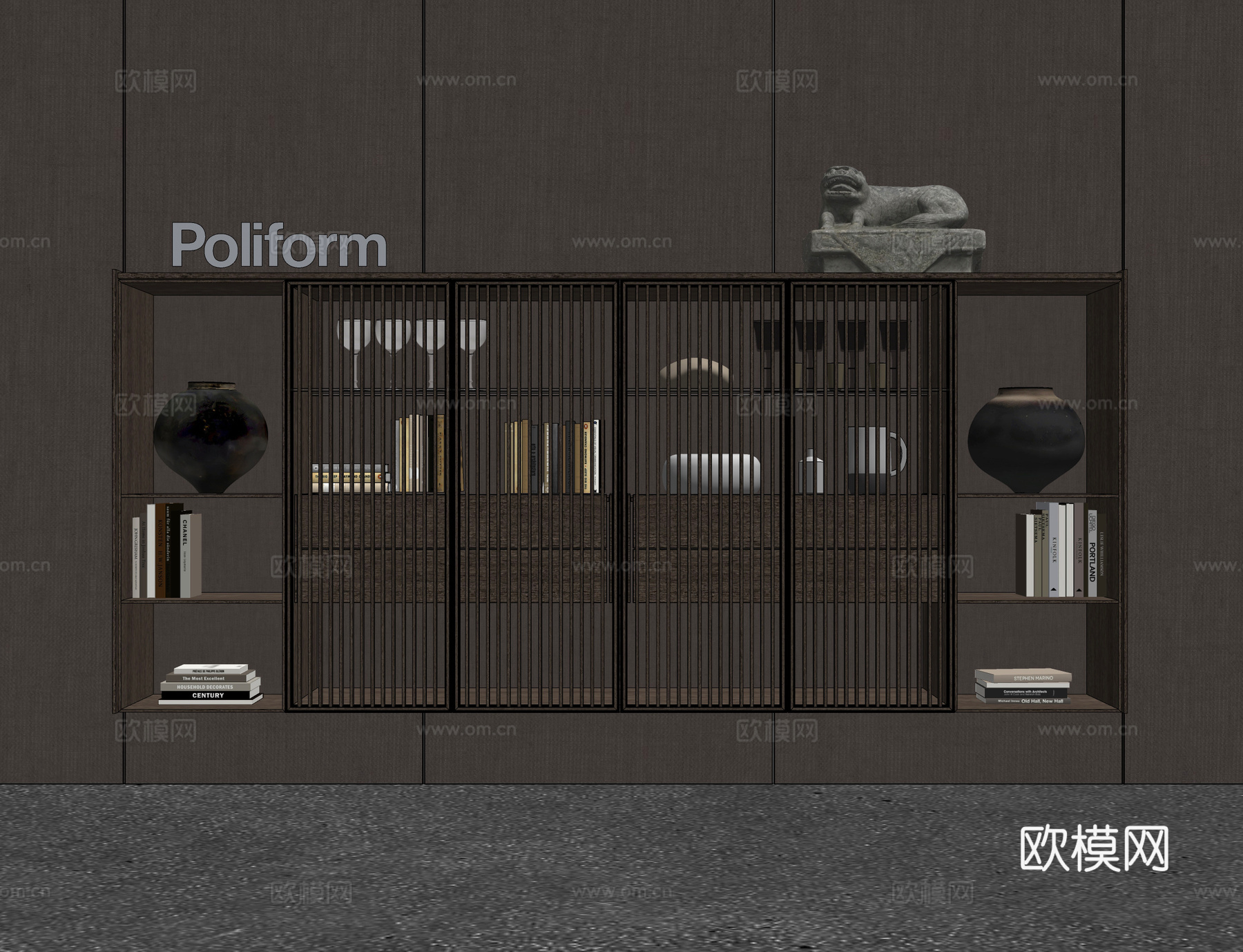 Poliform CODE边柜 新中式边柜 餐边柜 玄关柜su模型