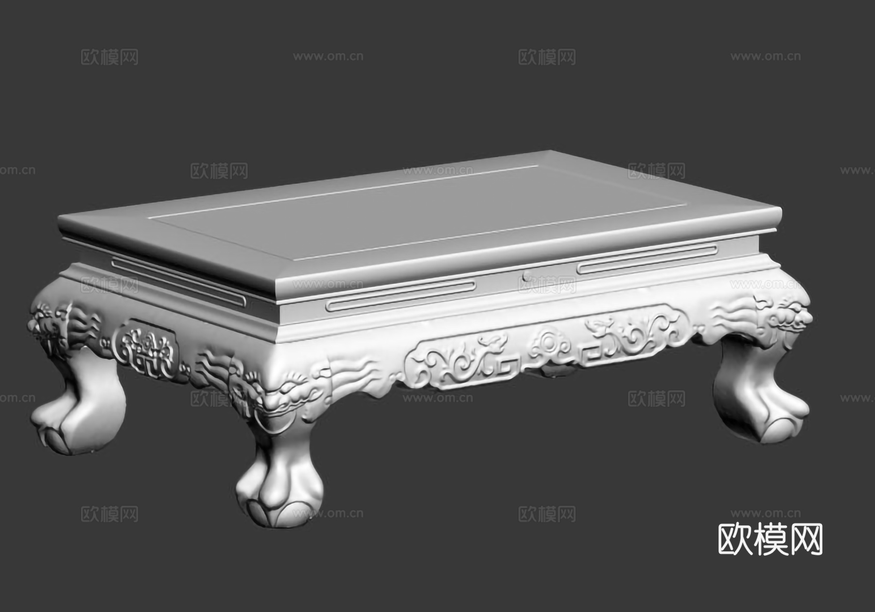 中式沙发茶台 雕花造型 实木红木3d模型