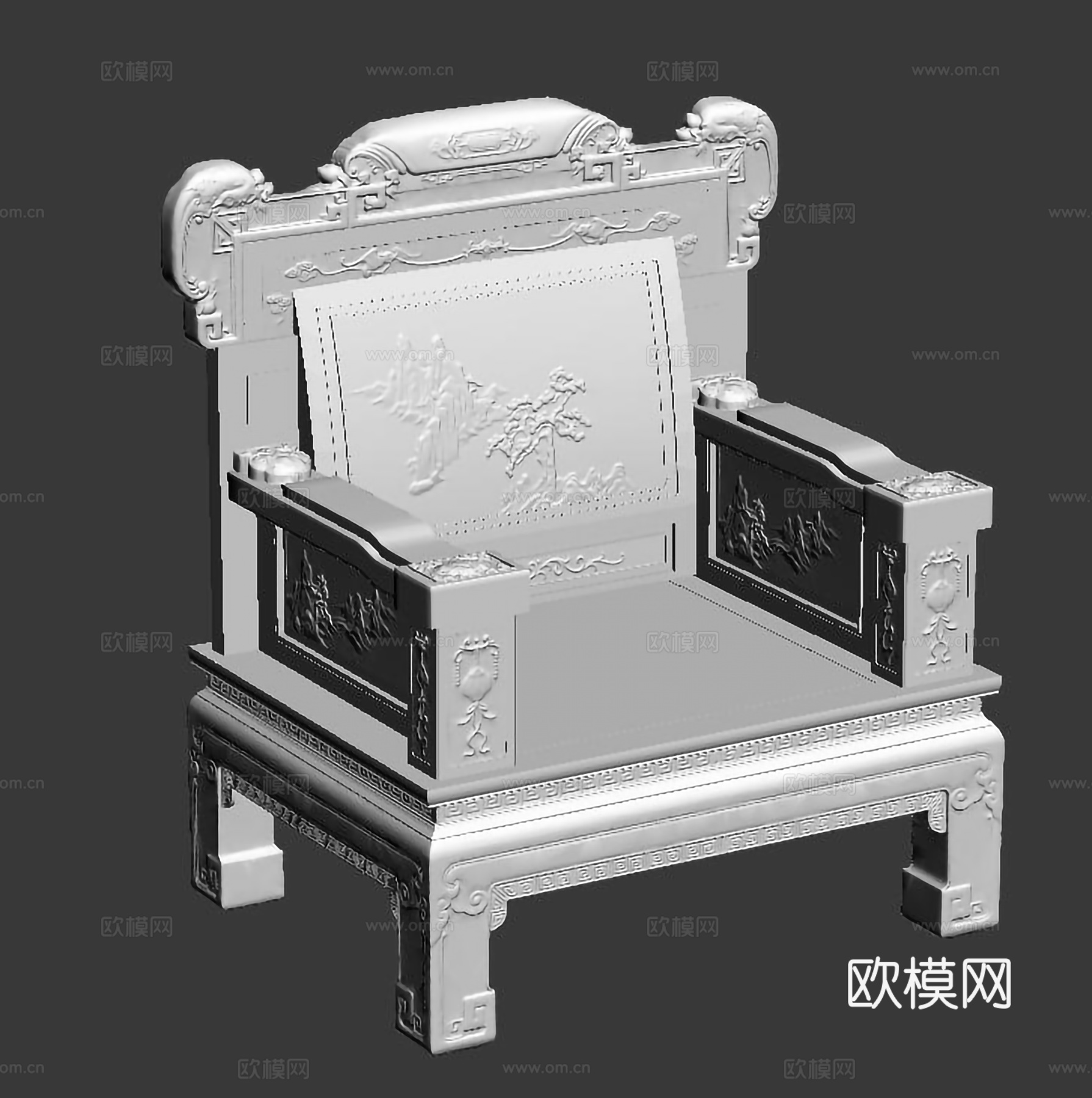中式客厅木制沙发 雕花造型 实木红木3d模型